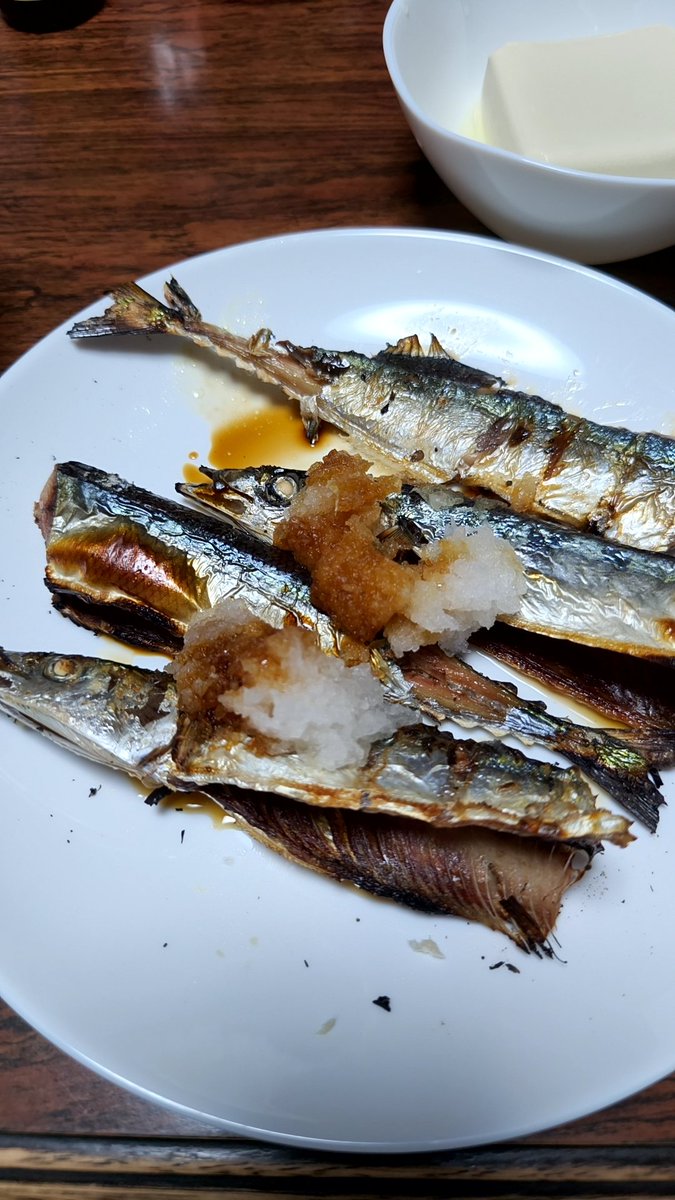 Raffles70696901's tweet photo. 親戚から頂いた秋刀魚を食す。
今年の秋刀魚は脂の乗りがイマイチ。 https://t.co/yclg9V7s1s