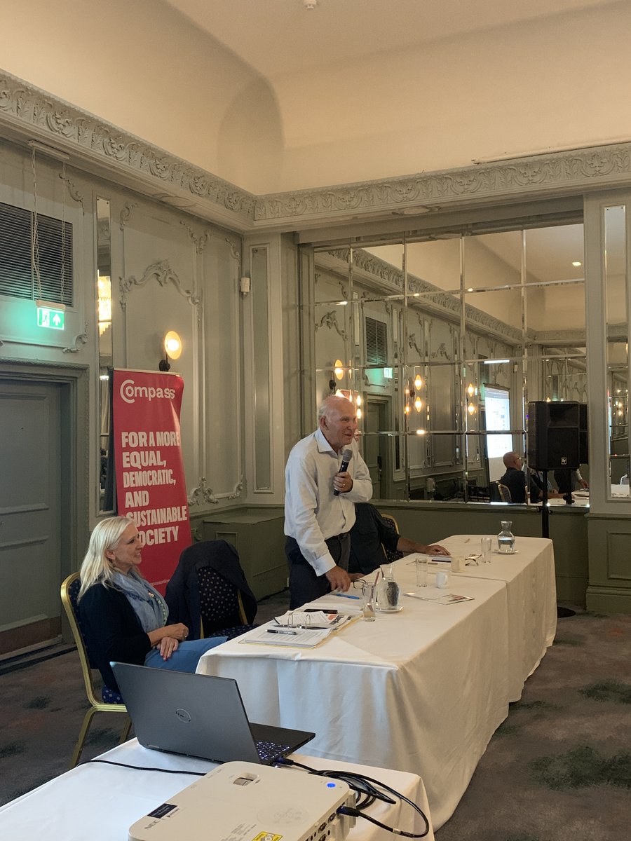 CompassOffice's tweet photo. @roz_savage @vincecable ‘Do you think Ed Davey is the right leader to tell the LibDems’ story?’
@vincecable, answering this question from a BBC journalist:
“My only grievance against Ed Davey is that 30 years ago he contested the Twickenham seat against me.”
#LDConference https://t.co/TGGJQh4DHn