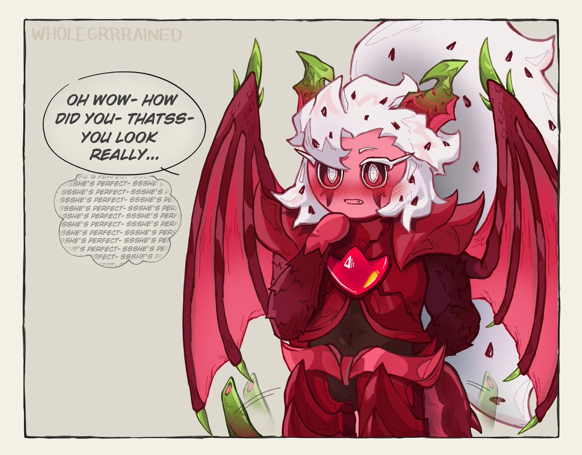 wholegrrrained's tweet photo. DAY 3: Dragonborn Hollyberry

So really a dragon Holly...Finally this prompt pushed me to actually design her and not just think about her LOL

Pitaya is...yeah
#hollytayaweek #hollytaya https://t.co/OrCmrquBrN