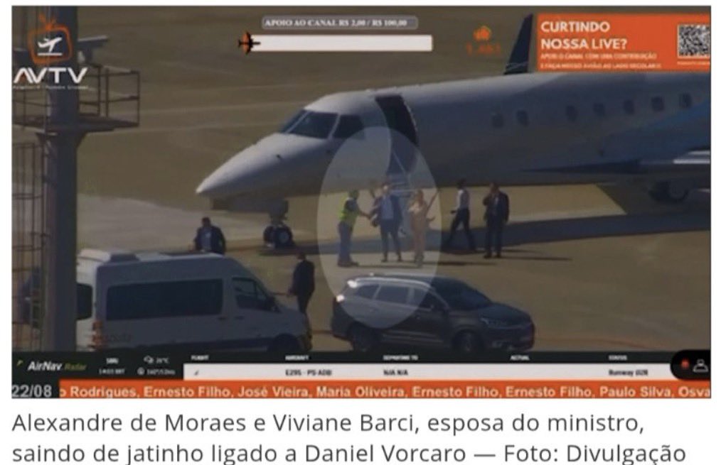 MiltonFrissoJr's tweet photo. O ministro disse que jamais viajou em avião de Vorcaro. As imagens de O Globo mostram o contrário. É impossível acobertar quando a própria palavra não resiste aos fatos. A permanência dele no cargo é insustentável! #Moraes #BancoMaster #STF https://t.co/np67NWRHrr