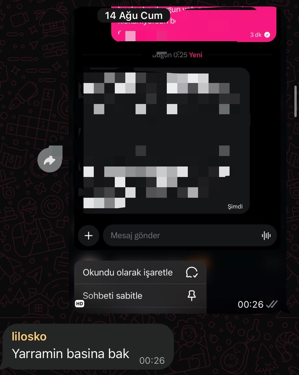 seoulsatellite's tweet photo. Bu yazdıklarımı okur musunuz bilmiyorum ama benimde bir kaç şey söylemem gerektiğini düşünüyorum. O telefon konuşmasında kendimi savunacak tek bir şey demedim aksine arama boyunca avaya böyle hissettirdiğim için özür diledim. Olayın olduğu güne gelirsek evet avanın dedikleri yaşandı fakat 3 gün sonra elim bacağındayken attığı twite ve 1 hafta sonra her zamanki gibi konuşmaya devam ettiğimizde ben rahatsız olmadığını düşündüm. O günün akşamında jeye bu olayı anlattığımda jeyde benim gibi rahatsız olmadığını düşünmüştü hatta aramızda tam olarak şöyle bir konuşma geçti 
j-ava tepki vermedi mi peki
n-hayır
j-demek ki rahatsız olmamış
n-demek ki
ben avaya da bunu söyledim eğer biraz olsun rahatsız olduğunu hissetsem asla böyle bir şey yapmazdım diye. Zamanında taciz edilmiş bir insan olarak avada böyle bir travma bıraktığım içinde ondan çokça özür diledim ve yeniden özür dilerim. Bildiğiniz gibi lilosko benim bu sitede en yakın olduğum arkadaşımdı ve yaşadığım herşeyi ilk ona söylerdim. O gün ona tek gösterimlik bir fotoğraf attım ve o da “elini kimin amına soktun, avanın mı” yazdı ekran görüntüsünü aşağıya koyacağım madem herkes herseyi söylüyor. O an bunu biliyordun ama sonra bir anda bilmiyormuş gibi davranmaya başladın. Zorba x olmamında savunulacak bir tarafı yok fakat o an koo’da beni destekleyince ve abarttığımı söylemeyince bende sorun olmadığını düşündüm. Lilosko madem zorba x olmama bu kadar duyarlıydı neden bana “fya” nın hesabını atıp “kanka keşke bunu da zorbalasaydın hic sevmiyorum” dedin? Ben suçsuz olduğumu söylemiyorum fakat burda tek suçlu da ben değilim. Size privimdeki twitlerimi atan insanlar o twitlere attıkları mentleri attılar mı size? Madem bu kadar rahatsızdınız ve ben bu kadar kötü bir insandım neden son ana kadar benim yanımda durdunuz? Koo bana zuzunun katıldığı menti atıp “çok eğlenceli olacak” derken zorba olmuyor muydu? Ava aramızdakileri anlattı ve bana çekildiğini de söyledi peki benim zamanında bunu arkadaşlarım rara ve liloskoya söylediğimde liloskonun verdiği tepki? Ya da avayla yaptığımız konuşmanın ssini attığımda “yarramın basına bak” demesi? Şuan yanında olup beni kötü gösteriyor olabilirsin ama seninde hiçbir farkın yok. Sadece burda demek istediğim şey bu olaya (eski) sevgilim cheniyi karıştırmamanız. Onu kaybetmek istemediğim için olayları yüzeysel anlattım o da detayları avanın twitiyle öğrendi ve öğrendiği gibi benimle konuşmayı kesip engelledi. Lütfen cheniyi bu işe karıştırmayın. X etkinliginde yorumladığım herkesten çok özür dilerim özrüm ne kadar geçerli bilmiyorum. Ve en çok ta avadan bu olay için özür dilerim. Seni böyle bir duruma sokmak sana bunu yaşatmak iğrenç ve emin ol bu yüzden kendimden nefret ediyorum. Dediğim gibi ben senin rahatsız olduğunu biraz bile hissetmiş olsam asla böyle bir şey yapmazdım. Senden yeniden çok özür dilerim keşke bu olanları değiştirebilseydim. Beni desteklemenizi veya haklı bulmanızı beklemiyorum öyle bir şey olamaz zaten ama sadece biraz olsun kendimi açıklamak istedim. Yeniden başta ava olmak üzere herkesten özür dilerim.