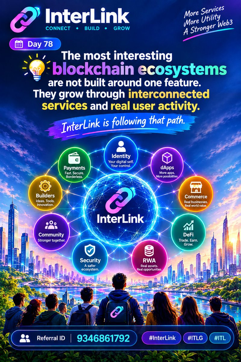 Sahitya1618's tweet photo. Day 78
💡 The most interesting blockchain ecosystems are not built around one feature. They grow through interconnected services and real user activity.
InterLink is following that path.
Referral ID: 9346861792
#InterLink #ITLG #ITL https://t.co/p6KcJHSdR8