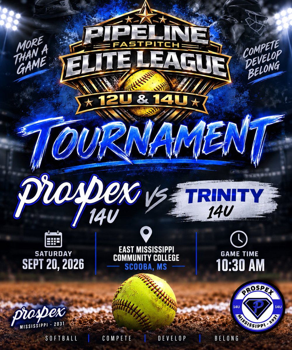 Prospexms2031's tweet photo. 🥎 TIME TO FINISH IT OFF! 🔥

Prospex MS 2031 enters the Pipeline Elite League Tournament as the #1 seed! 💪

📍 @EMCC_SBALL — Scooba, MS
⏰ 10:30 AM
🆚 Trinity

One game at a time. FINISH IT. 🏆

#ProspexMS2031 #Prospex #PipelineEliteLeague #CompeteDevelopBelong https://t.co/LyeY2r2ltI
