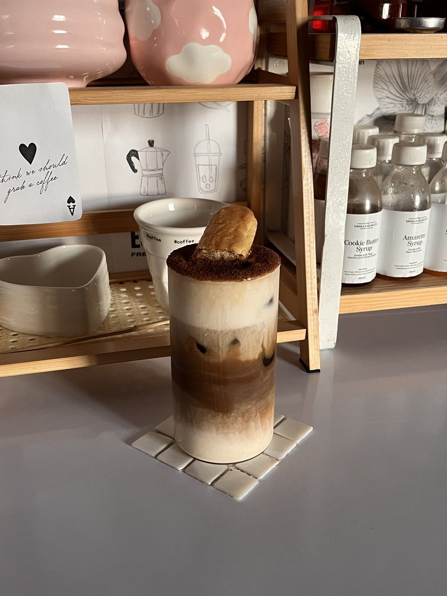sylvris's tweet photo. tiramisu latte and cake 🤍 https://t.co/lIDLkMYlwk