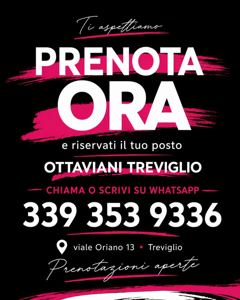 AnnaleeMag0ud's tweet photo. Don’t miss the chance to book your special moment! We’re almost ready to welcome you to Ottaviani Treviglio for an unforgettable experience. Call or message us on WhatsApp at 339 353 9336 to reserve your spot. Find us at Viale Oriano 13, Treviglio, https://t.co/8brmrVXAsn