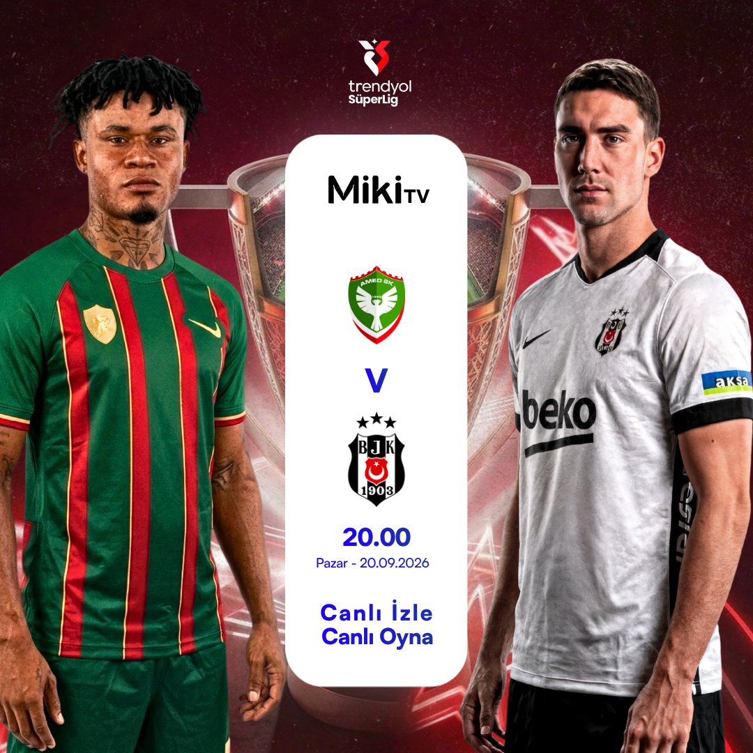 gittaa55's tweet photo. 🟢 Amedspor – Beşiktaş

🔥 MAÇ GÜNÜ!

Amedspor 🆚 Beşiktaş
🕗 20.00

Süper Lig’de pazar akşamının dikkat çeken karşılaşmalarından biri! 👀

📲 Maçı izlemek için:
🔗 [LİNK] https://t.co/ntrgFs004u

#Amedspor #Beşiktaş #AMEDvBJK #SüperLig https://t.co/LUo4DqwICQ
