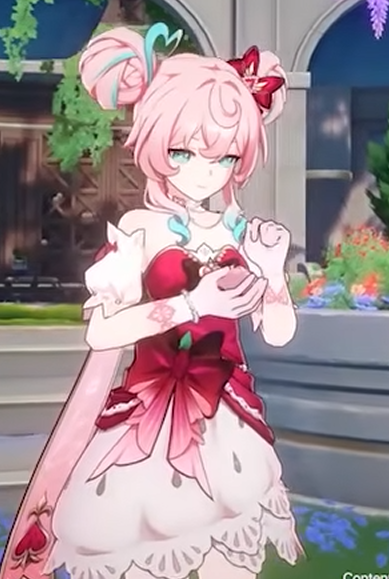 Irid_Bubble's tweet photo. i rlly like how hyacine's new skin is a lot more of a silhouette change than we are used to!! i also think its a quite unique dress design for hsr (at least for the hem) https://t.co/pGISmRbyRt