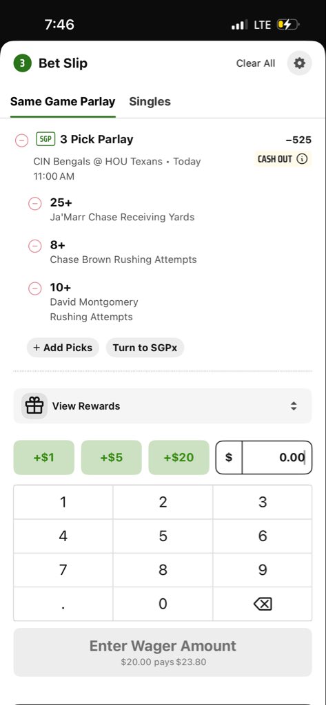 Antwon2572's tweet photo. @WhatsYaWager 

CIN V HOU 

1. Ja’Marr 25+ Rec Yds, Monty 10+ Carries, Chase Brown 8+ Carries

#whatsyawager https://t.co/UytvAdzmNb