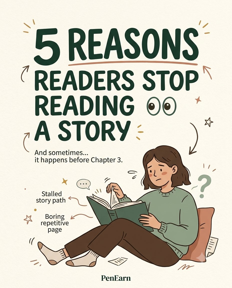 realPenEarn's tweet photo. Readers have a limit. 👀
Sometimes a story just doesn't make us want to continue.
And that's okay.
But knowing why readers leave can help writers create stories that keep people turning the page.
So readers:
What's the biggest reason you abandon a story?
And writers… https://t.co/Sl0p6xGDVq