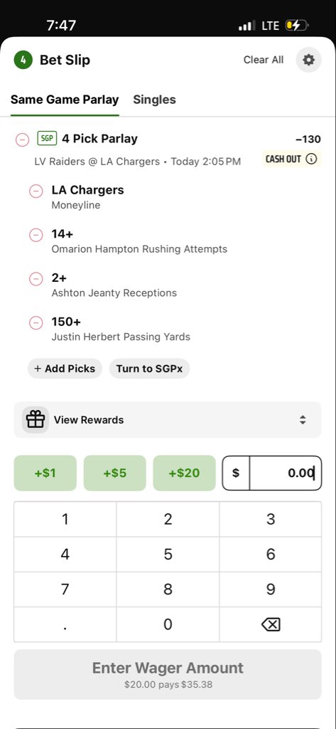 Antwon2572's tweet photo. @WhatsYaWager @BovadaOfficial 

J.Herbert 150+ Pass Yds, Hampton 14+ Carries, Jeanty 2+ Recs, Chargers ML

#whatsyawager https://t.co/7WA7oYG3rH