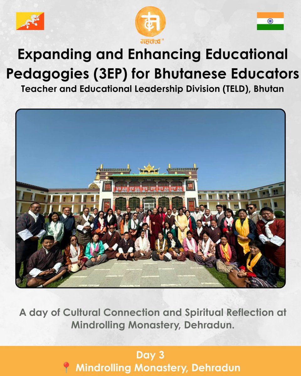mahattattva's tweet photo. Day 3 | 3EP Immersion Programme 2026 ✨
A day of cultural immersion and reflection as delegates visited Mindrolling Monastery, Dehradun, experiencing its serene surroundings and rich cultural significance.

#3EPImmersionProgramme #Mahattattva #ExchangeProgramme https://t.co/R3CUwYAVEN