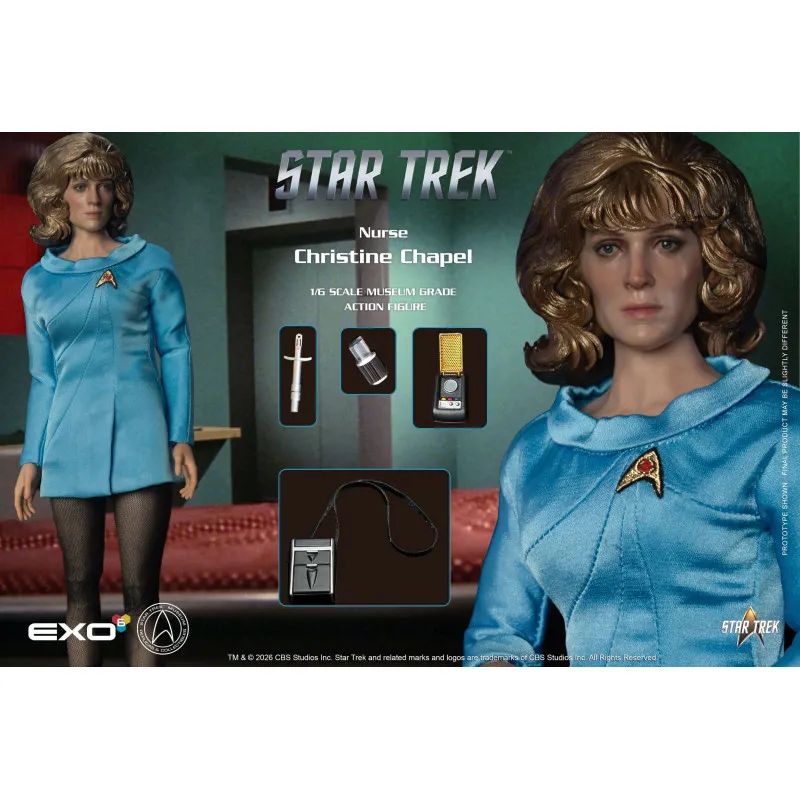 DeriveFigurine's tweet photo. Christine Chapel rejoint la gamme Museum Grade, uniforme médical bleu ciel, tricordeur et communicateur en main, fidèle à l’infirmière de l’USS Enterprise dans Star Trek 🖖

La figurine 1/6 de 28 cm signée EXO-6 est disponible en précommande.

➡️ https://t.co/CUVTkp0VbH https://t.co/GNflrxRPT7