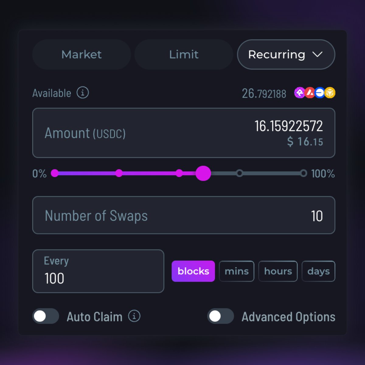 RujiraNetwork's tweet photo. Recurring Orders on Rujira Trade go far beyond ordinary DCA.

Automate recurring trades into BTC and other native assets, while advanced controls let you decide when each order runs and how much it trades.

Here is what makes recurring orders on Rujira so unique 👇🧵 https://t.co/vJOLJtaDzJ