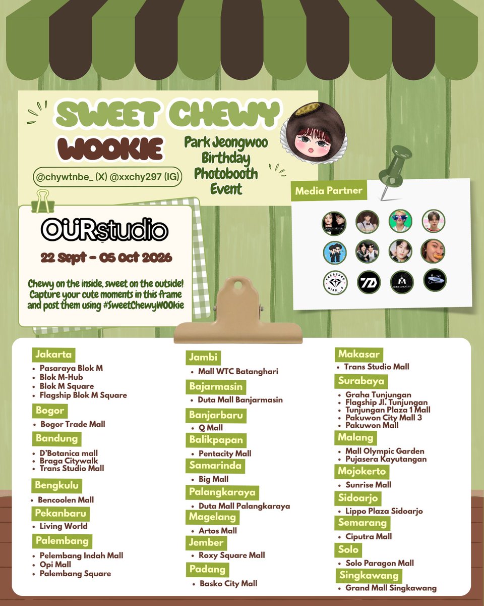 chywtnbe_'s tweet photo. 𝑺𝒘𝒆𝒆𝒕 𝑪𝒉𝒆𝒘𝒚 𝑾𝑶𝑶𝒌𝒊𝒆 🧆
#PARKJEONGWOO 22nd Birthday Photobooth

Event by @chywtnbe_ 

🗓️ 22 Sept — 05 Oct 2026
📸 ourstudio
✎ᝰ More details on poster

Capture your cute moments in this frame and post them using #SweetChewyWOOkie #박정우 https://t.co/hKFsf2Qj7F