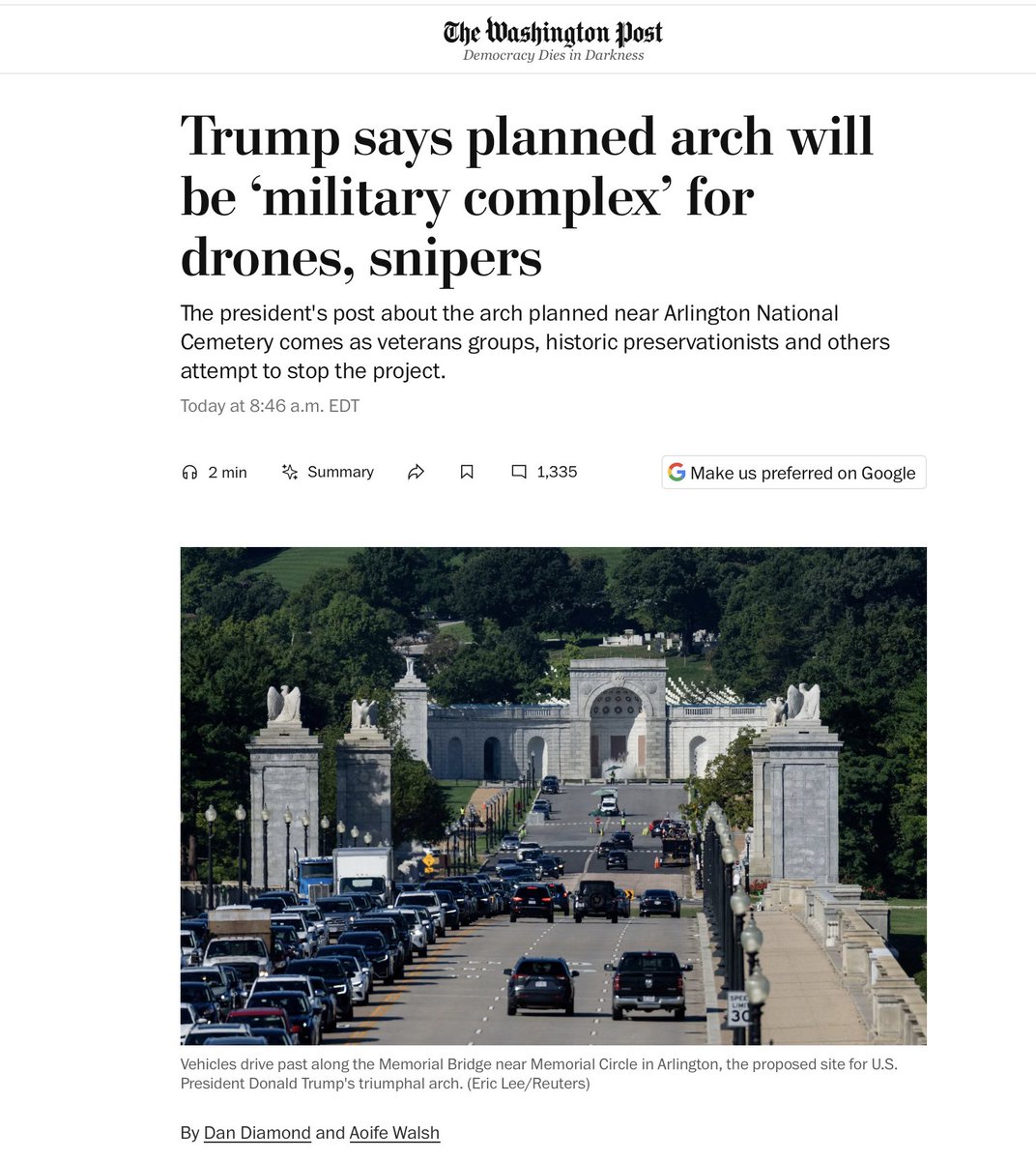 JunkScience's tweet photo. The coming "Triumphal Arch" eyesore will be a "military complex" for drones and snipers—another "triumph" of the national security state.  

https://t.co/i56E4i8Chv https://t.co/khKVWeUj4v
