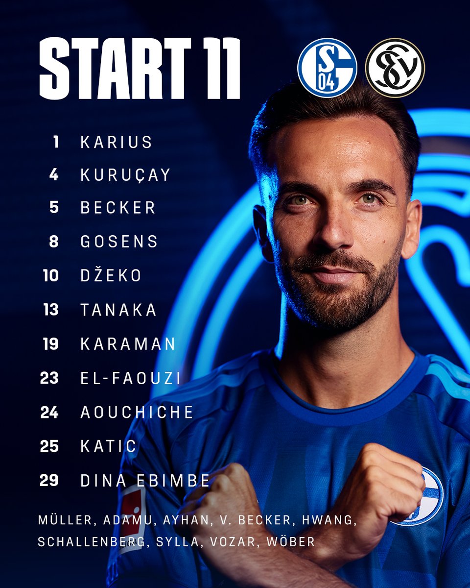 s04's tweet photo. Unsere Start-11 für das Duell gegen @SV07Elversberg ⚽️

#S04 | #S04ELV https://t.co/aypsCQxGZ1