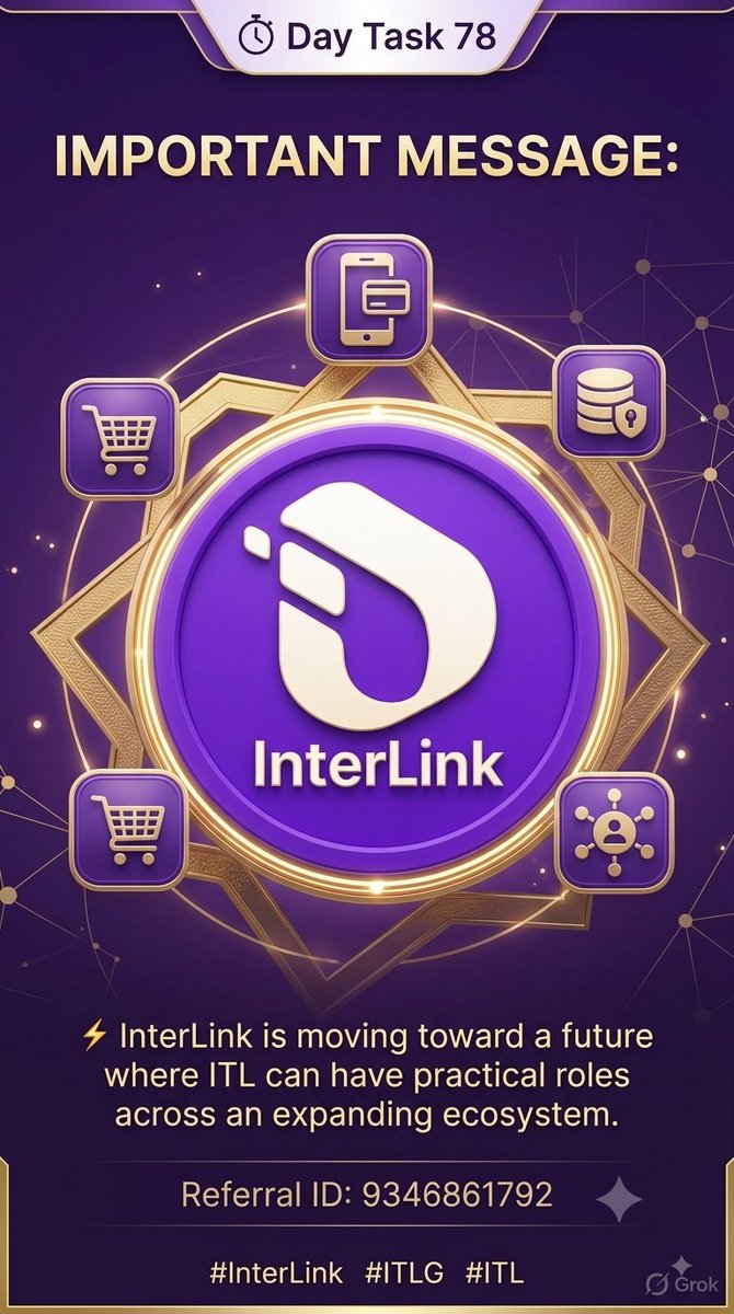 Sahitya1618's tweet photo. Day 78
⚡ InterLink is moving toward a future where ITL can have practical roles across an expanding ecosystem.
Referral ID: 9346861792
#InterLink #ITL https://t.co/aIJmoRGsZ6