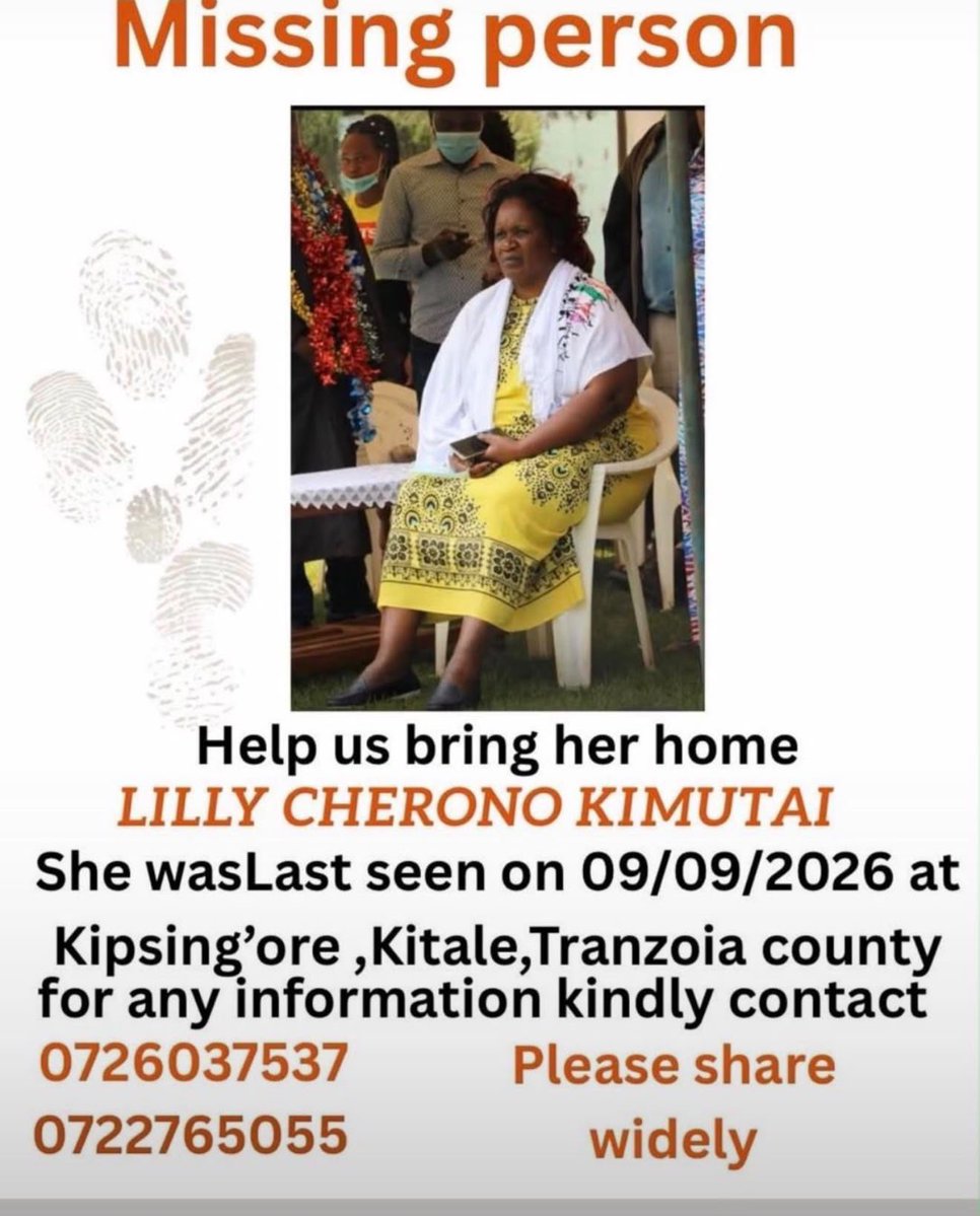 ArapTilingi's tweet photo. Help us find Mama Lily Cherono Kimtai. Kindly retweet. https://t.co/dVNY8Q1MAn