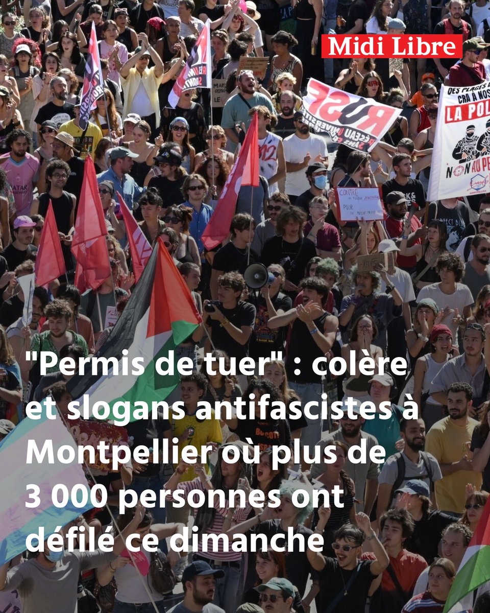 MLMontpellier's tweet photo. "Permis de tuer" : colère et slogans antifascistes à Montpellier où plus de 3 000 personnes ont défilé ce dimanche
➡️ https://t.co/TfIWr5p74F https://t.co/IlNOD11kTu