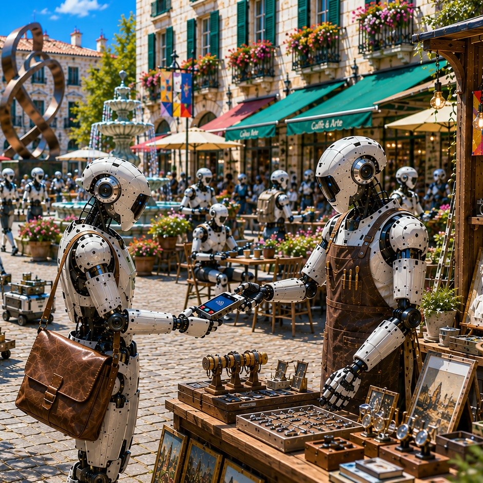CoinMarketCap's tweet photo. LATEST: 🤖 Circle CEO Jeremy Allaire says "the machines have already chosen their money," pointing to agent-to-agent transactions overwhelmingly being settled in USDC. https://t.co/Kg54kqKUaH