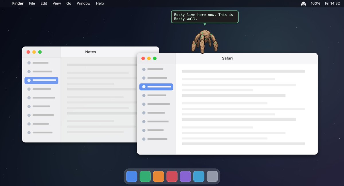chiradeepvarma's tweet photo. made rocky from project hail mary as a vscode pet a couple months ago...  

rocky has now been rebuilt into a desktop pet with more functionalities  

link below https://t.co/DG3W3IS2e5