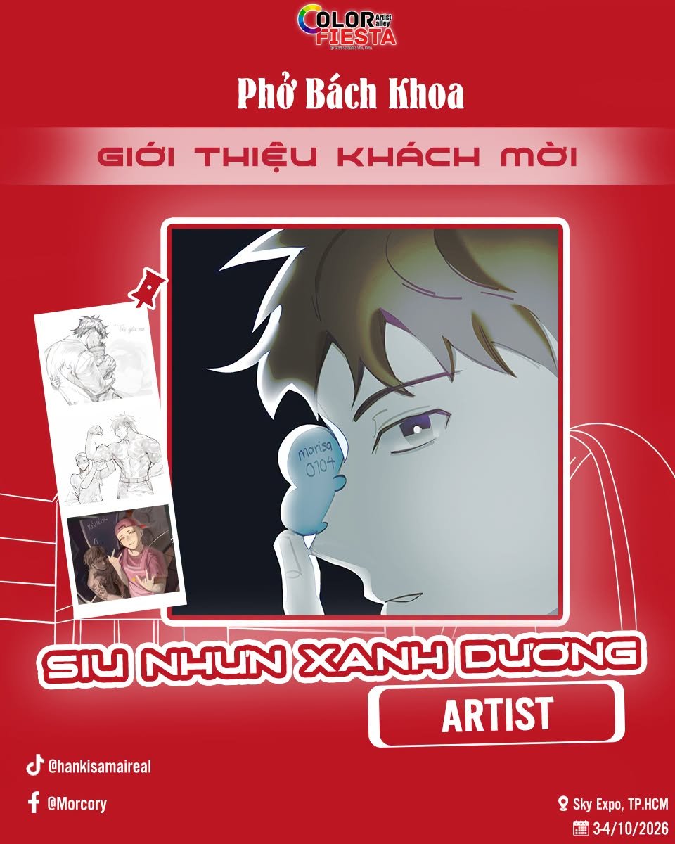 _Alice30_'s tweet photo. OFFICIAL COLLABORATION: SIU NHƯN XANH DƯƠNG

I'm so excited to announce our official collaboration with artist Siu Nhưn Xanh Dương (@siunhunxankduoq) at Color Fiesta: Wonderland!

For the past 300 days, Siu Nhưn Xanh Dương has created over 1,200 fanarts and OTP illustrations featuring the characters from Brother Hai's Pho Restaurant and The Hust Banhmi. Their continuous dedication and creative work have contributed significantly to keeping the fandom active and introducing both games to a much wider audience.

As a token of appreciation to the community and the artist, we have officially partnered up to release an exclusive collaborative merchandise line.

See you at our booth at Color Fiesta: Wonderland this October!