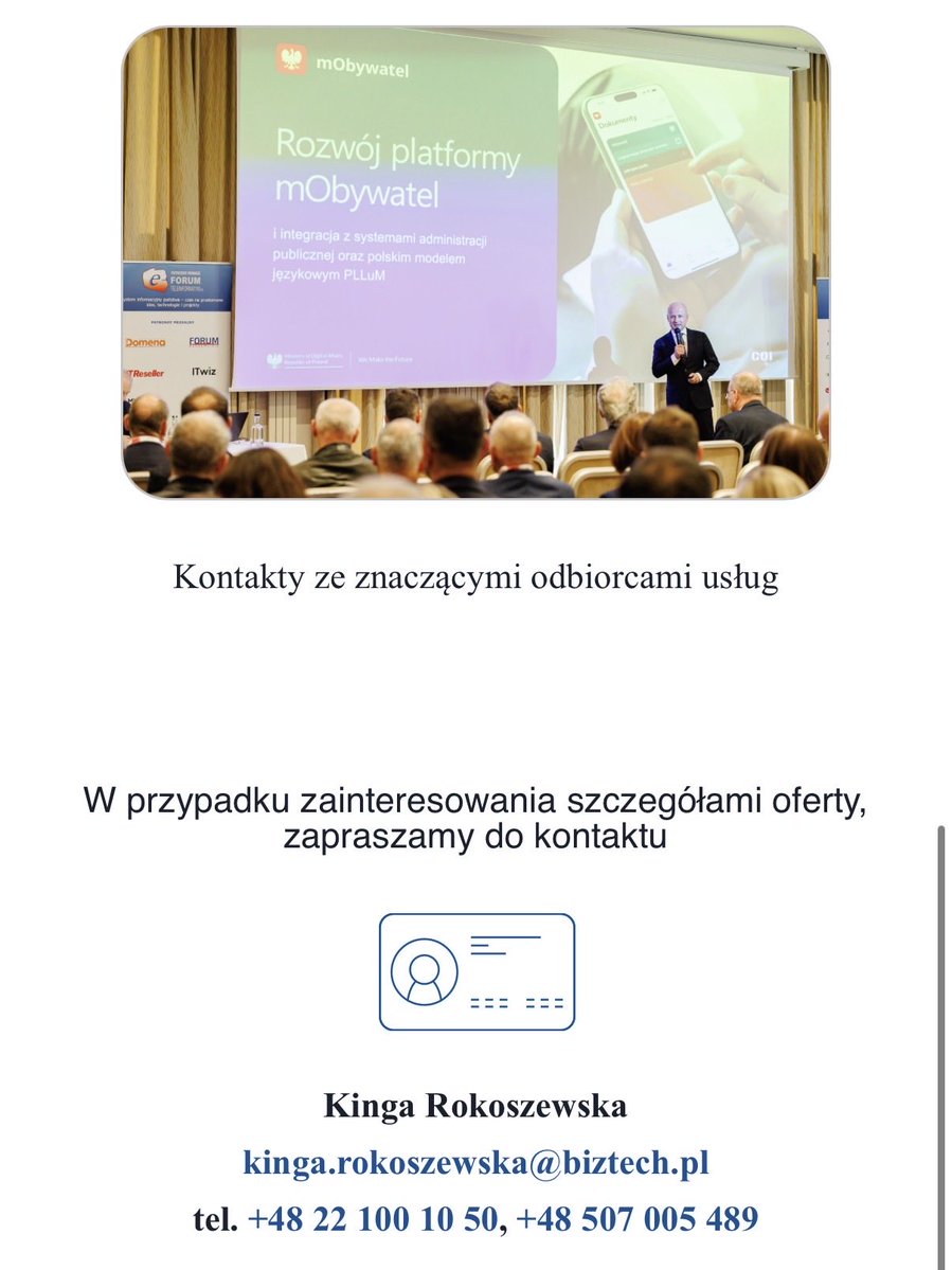 MeitzPL's tweet photo. ⁉️ Czy @CYFRA_GOV_PL zawarło z prywatną firmą umowę na 32 390,24 zł dotyczącą usług promocyjnych podczas konferencji, której Patronem Honorowym jest Minister Cyfryzacji @KGawkowski? ⁉️

⁉️ Czy organizator konferencji oferuje partnerom biznesowym “kontakty ze znaczącymi odbiorcami usług” okraszając je zdjęciami przedstawiciela Ministerstwa Cyfryzacji? ⁉️

⁉️ I czym różni się patronat honorowy od sponsoringu konferencji i od zakupu usług promocyjnych przez instytucję publiczną? ⁉️

Szanowni Państwo, wybaczą Państwo clickbait, ale przy niedzieli pozwolę sobie na konkretnym przykładzie pokazać, dlaczego dzieje za rzekomą “aferą” o pakiety sponsorskie i próba uwikłania w nią @prezydentpl jest absurdalna.

👉 Już za cztery dni rozpocznie się XXXII Forum Teleinformatyki.

👉 Jednym z organizatorów wydarzenia jest prywatna spółka BizTech Konsulting S.A. ￼

👉 Organizator zaprasza firmy do zostania partnerami Forum.

👉 Wśród korzyści dla partnerów wymienia https://t.co/MuzPUnHXQj. możliwość nawiązywania relacji biznesowych, bezpośrednie dotarcie do potencjalnych klientów oraz “kontakty ze znaczącymi odbiorcami usług”. ￼To ostatnie okrasza - o ile się nie mylę - zdjęciem przedstawiciela Ministerstwa Cyfryzacji.

👉 Patronat honorowy nad konferencją sprawuje minister cyfryzacji Krzysztof Gawkowski. 
￼
A teraz hit.

‼️ Ministerstwo Cyfryzacji zawarło z organizatorem umowę o wartości 32 390,24 zł na “Usługi promocyjne na rzecz Ministerstwa Cyfryzacji na XXXII Forum Teleinformatyki”. ‼️

Czekam teraz na równie alarmistyczne komentarze przedstawicieli rządu i przychylnych im mediów. I na wezwania do natychmiastowych dymisji również.

A na poważnie - głupszego rządowego spinu dawno nie widziałem.

Dobrej niedzieli. A ja wracam do obserwacji wyborów do landtagów w Niemczech.

Linki źródłowe w komentarzach.
