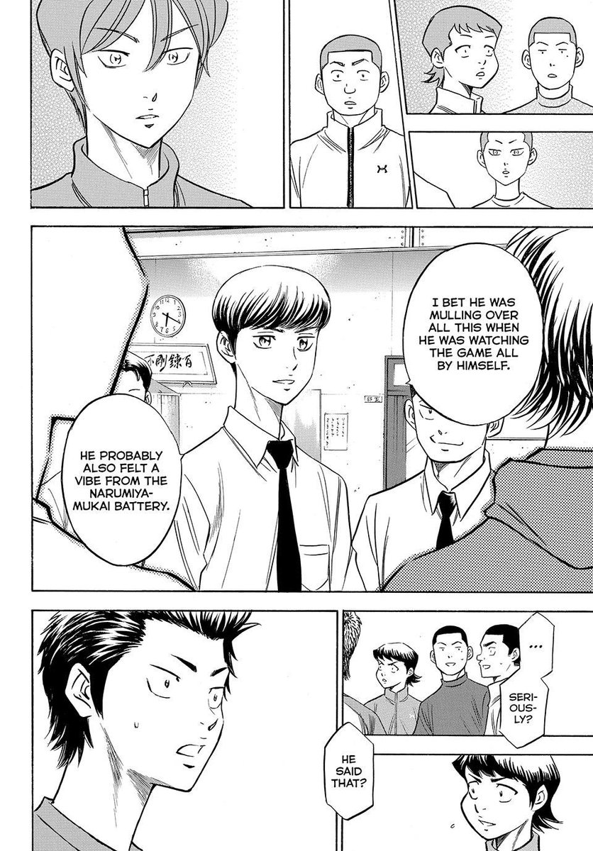 promiyuki's tweet photo. @GususecondJade Miyuki’s surprise and delight in this scene really said it all. He’s never met a pitcher who wanted to meet him halfway the way he always expects to meet them where they are. https://t.co/z3Nih30LBI