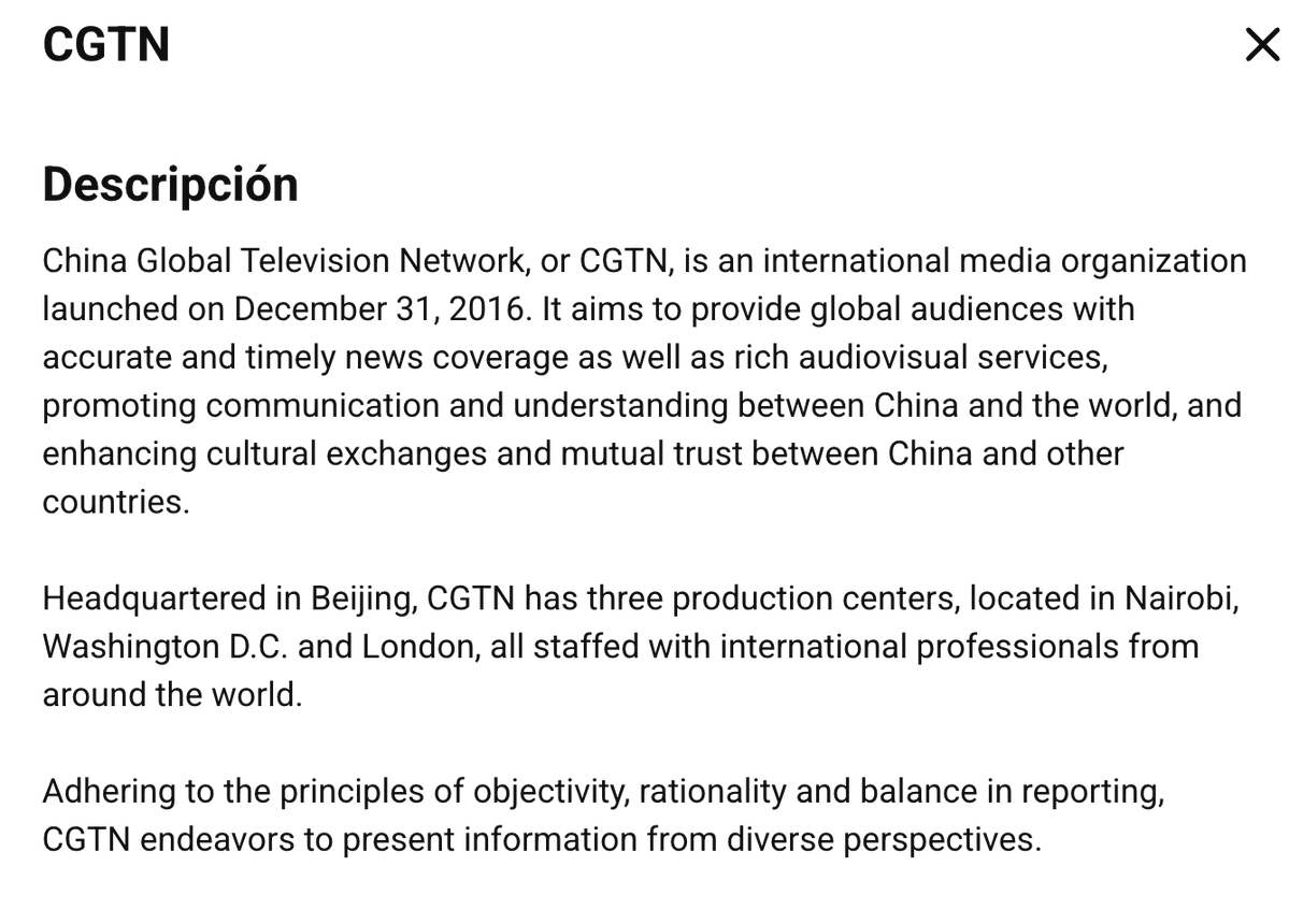 Markus93405136's tweet photo. @Nomeaburre @OrigenesFilms Pero la CGTN es una cadena china financiada por el partido comunista chino para hacer propaganda en occidente. La propaganda y difamación del partido es una de las partes clave de la persecución. https://t.co/fdUazyxrwT