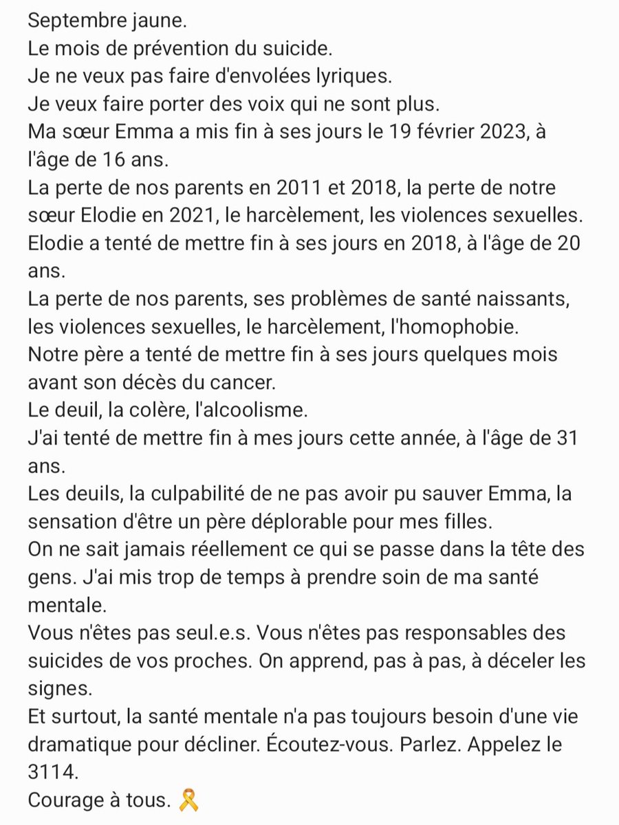 Emma_Watelet's tweet photo. Parce que la santé mentale ne devrait pas être mise de côté. 🎗

- Alexis https://t.co/ryMHQUqNr5