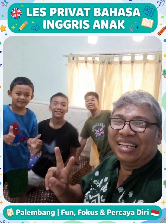 Sir_Arya_SPd's tweet photo. > > 📚 LES PRIVAT BAHASA INGGRIS ANAK - PALEMBANG 

> ✅ Metode fun learning, tidak membosankan

> ✅ Fokus speaking &amp; vocabulary sehari-hari
 
#EnglishForKidsPalembang #BimbelPalembang #PrivatBahasaInggris #LesAnakPalembang #PalembangTerupdate #InfoPalembang https://t.co/6WdQ7Lji2c