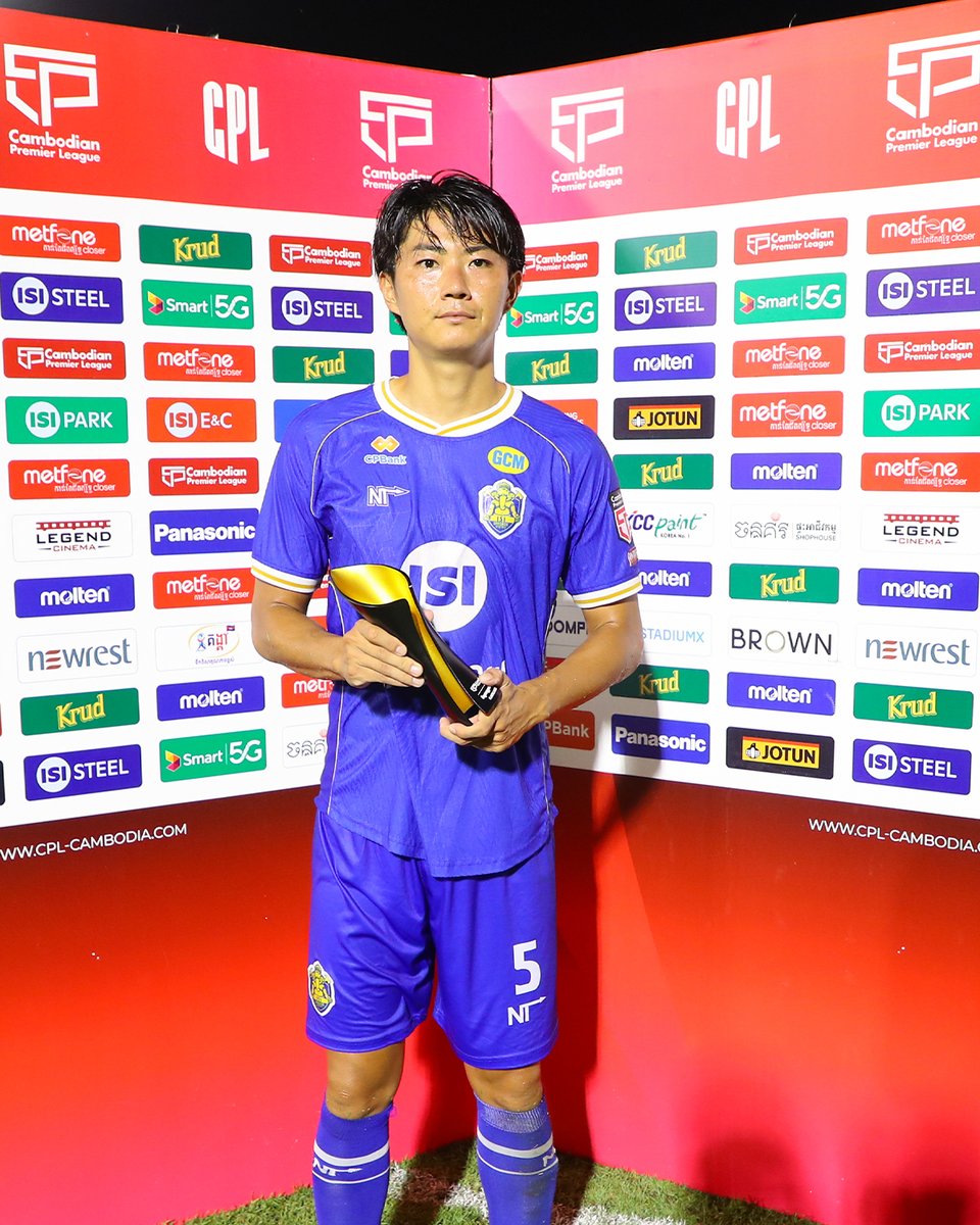 thecpl2024's tweet photo. The 3 Players of the Match for this Sunday ✨

1. Player #20 Mirzaev Alisher (MKD) 🇰🇭

2. Player #70 Ndongo Louis Willy (KSC)

3. Player #5 Takahiro Tezuka (ISI)

Cambodian Premier League 2026/27 🏆 Week 3

Sunday, 20th September 2026 ⭐️🤴

#CPL #MVP #SuperStar #ManOfTheMatch https://t.co/aykkBPz8Rd
