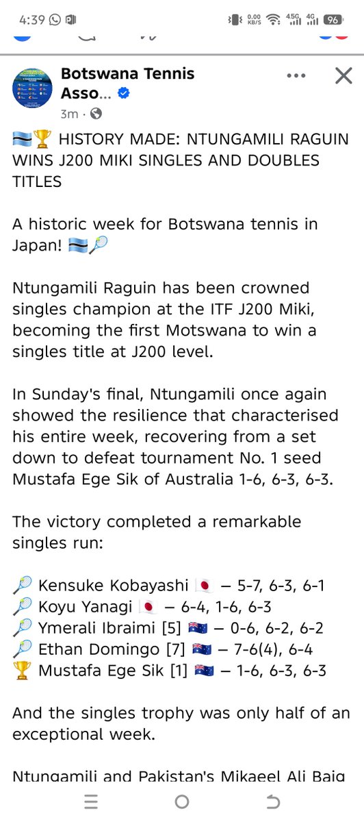 da12kulin's tweet photo. History for 🇧🇼 Ntungamili Raguin is the 🎾champion y'all
Congrats papi 👏🎉❤️🎾🇧🇼
#doublechamp ❤️ https://t.co/mPpavmeH8i