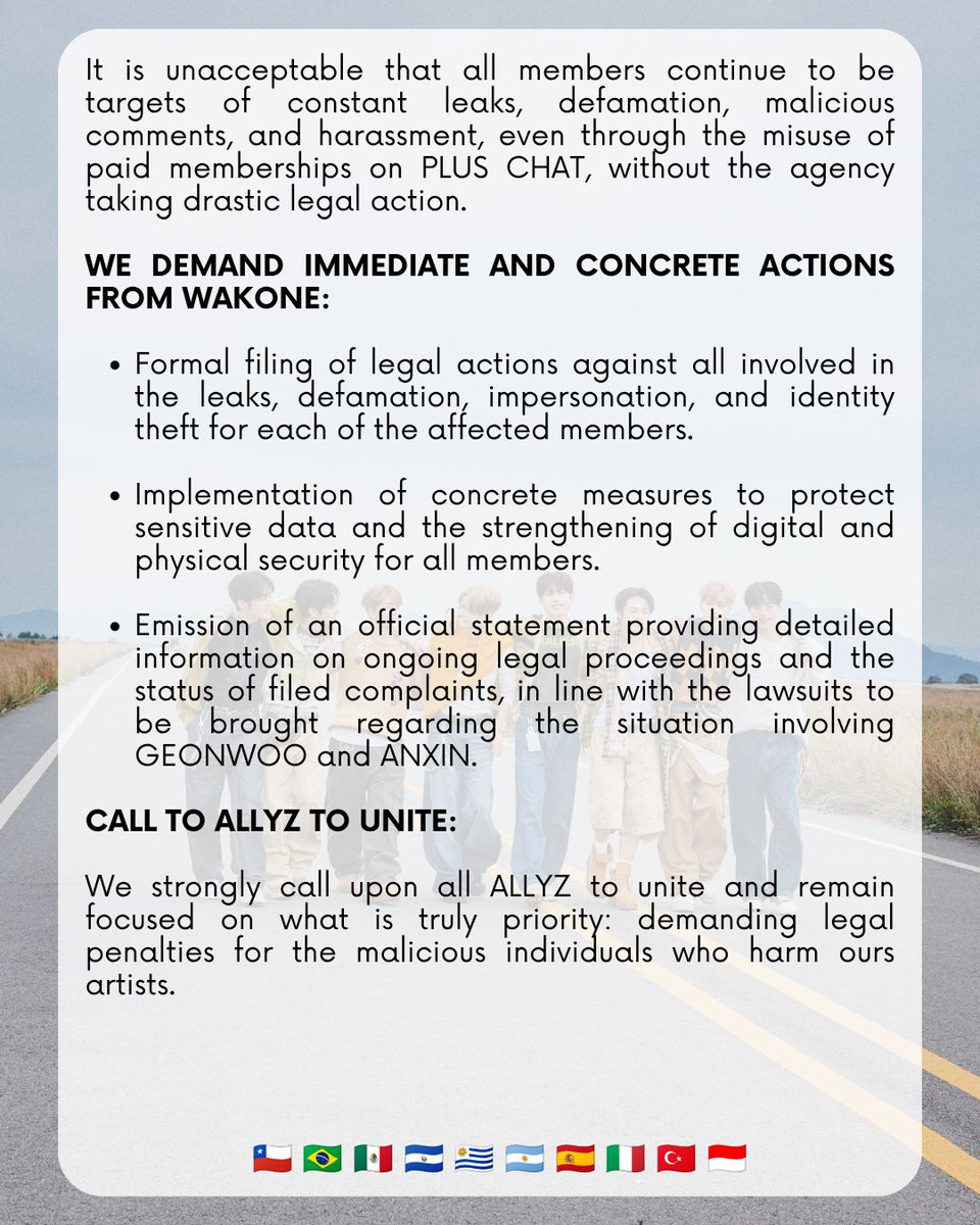 ald1_chile's tweet photo. ALLYZ! Please SPREAD THE WORD 🙏🏻 We need WAKEONE to take action right now! All members are being targeted by malicious fans and we can't just sit by and do nothing!

WAKEONE TAKE LEGAL ACTION
#웨이크원_당장_알디원지켜줘
#WAKEONE_ProtectALD1
#ALPHADRIVEONE #ALD1 https://t.co/yfM5NEGynZ