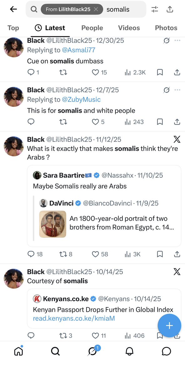 lesyeuxdesabrin's tweet photo. lol the girl in the second screenshot has a deep hate for us. She’s even tweeting about Somalis by clan. The obsession is scary wallahi. https://t.co/zhM92FocsE