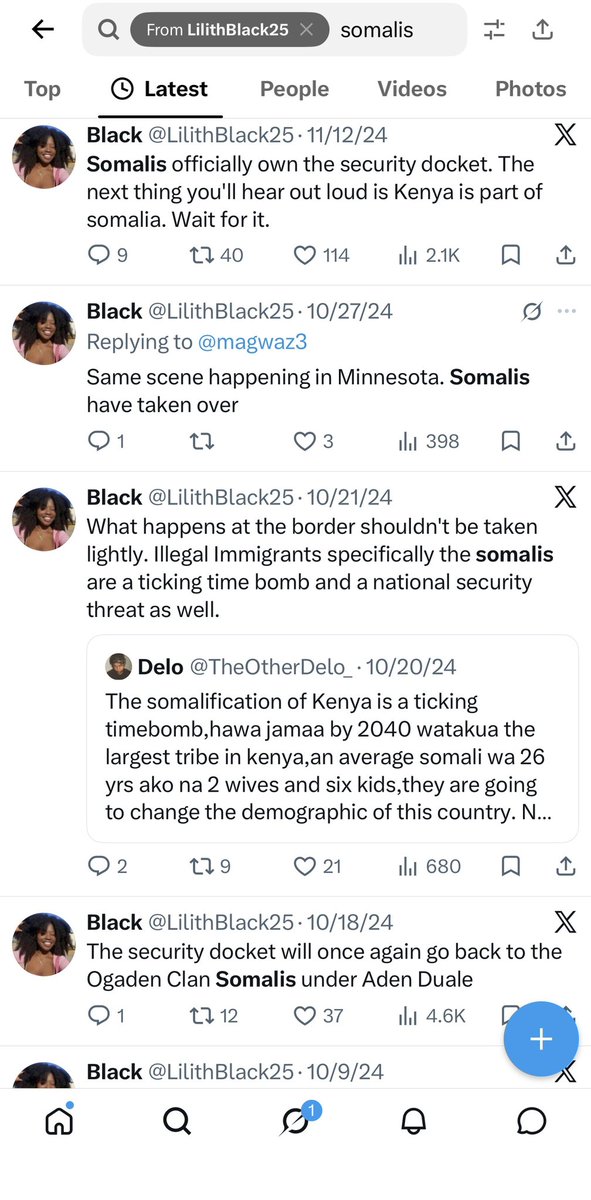 lesyeuxdesabrin's tweet photo. lol the girl in the second screenshot has a deep hate for us. She’s even tweeting about Somalis by clan. The obsession is scary wallahi. https://t.co/zhM92FocsE