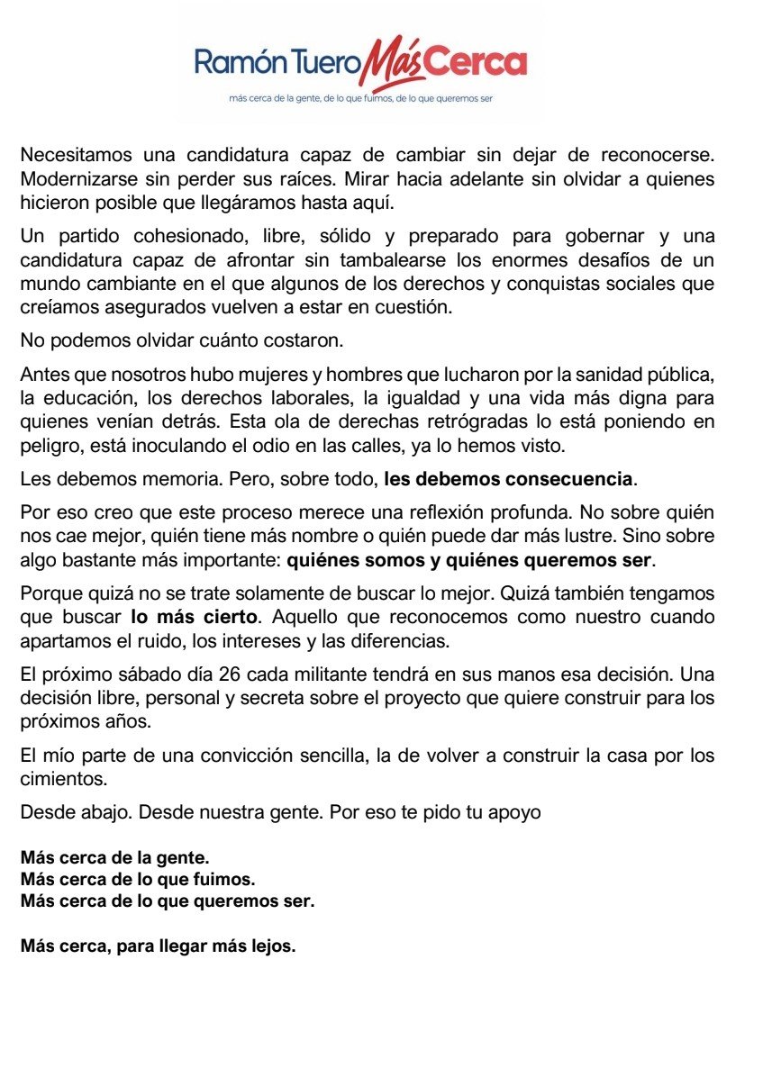 montuero's tweet photo. Carta a la militancia en estas primarias de Gijón. 

#primarias #psoegijon #gijon #xixon https://t.co/Rt57gbpGTD