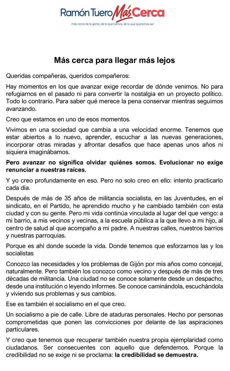 montuero's tweet photo. Carta a la militancia en estas primarias de Gijón. 

#primarias #psoegijon #gijon #xixon https://t.co/Rt57gbpGTD
