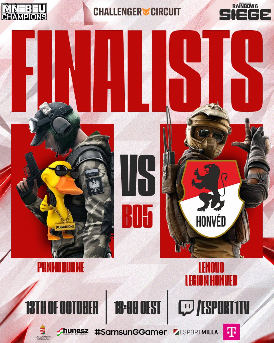 HungarianEsport's tweet photo. 😮💨 THE GRAND FINAL IS SET!
Huge congratulations to @PannuhuoneR6 and @HonvedEsport for making it all the way to the Grand Final! 🔥
See you! 👀
#SamsunGGamer https://t.co/MrGfE30ZeN