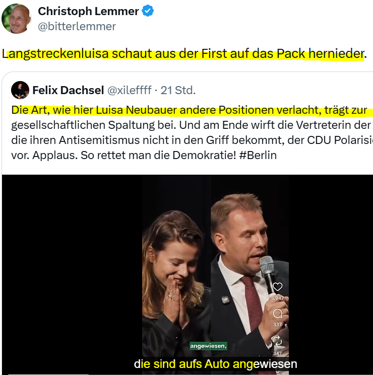 schwabe_willi's tweet photo. @Schroeder_Live Nicht #nuhr eine Luisa...
auch ein Florian...
wenn sie kein #Benzin haben, sollen sie...
#Eliten-Arroganz.de in Action.
😱
https://t.co/740F7ywnx5 https://t.co/vU0FtaiyiK
