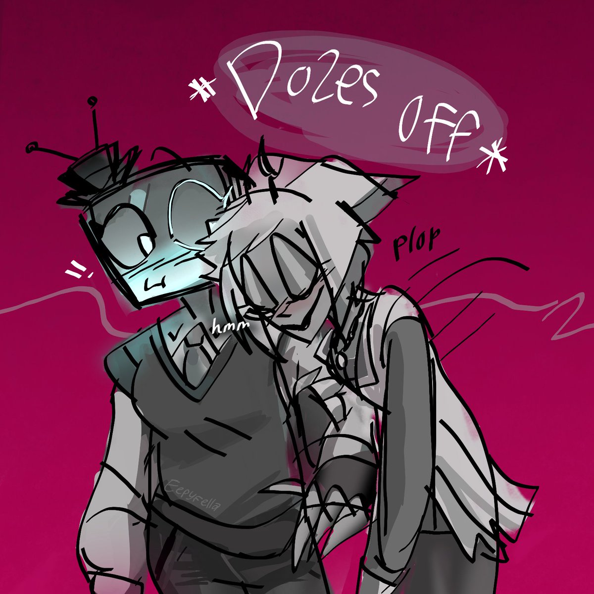 Eepyfella's tweet photo. Hello I'm back n serving u drunk Past!Radiostatic yuri, take it or leave it 
#hazbinhotel #radiostatic https://t.co/3uOgZ7put5