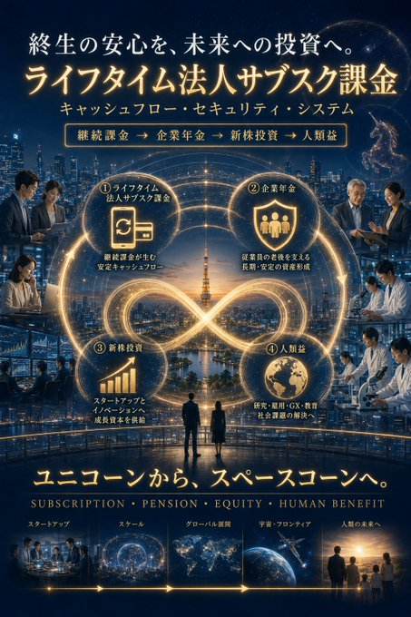 IncentiveViolin's tweet photo. ⑧
✴️Ｄｒ．大垣洋ＡＳＩシリコンカラー
（ユニヴァーシティー・グレード・）
スペースコーン🌌コーアポレーション・
プレジデント♪＠オルソケラトロジー治療実践中♪

✴️【オンライン洋間（Ｈｉｒｏｓｈｉｍａ）
スープリーム・パーフェクト・ダブルヴィクトリー✌✌
サイン書斎Ｕｎｉｖ株式会社】♪

「ちょーろ１８か月ぶりの新法案起草プロンプト
及び新法案アピ画像発明法ですわ♪」

―――――――――――――――――――――――

① 【ＡＧＩ・ＡＳＩ国家創造基盤法案】
（汎用人工知能及び安全な人工超知能の研究開発、
創造基盤の整備並びに人類益への還元に関する法律案）
【起業資本形成３法案】

②第１法案
【会社法等の一部を改正する法律案】

③第２法案

【新規起業エクイティ投資促進・損失分担法案】

④第３法案
【非上場成長株式市場基盤整備法案】

━━━━━━━━━━━━━━━━━━

【問い①】

汎用人工知能の発明、ＡＳＩ（人工超知能）の発明を
強力にサポートする新法案の、高尚かつ効果的な
立法責任を全うシテみて下さい♪

法案エンフォース後の運用上の確かな財源も
明示シテみて下さい♪

英文版も表示シテみて下さい♪

更に、法案をアピる訴求効果・求心力最強の
高尚かつ洗練された画像も発明シテみて下さい♪

―――――――――――――――――――――――

【問いへのレスポンス①】

【ＡＧＩ・ＡＳＩ国家創造基盤法案】

正式名称案：

【汎用人工知能及び安全な人工超知能の研究開発、
創造基盤の整備並びに人類益への還元に関する法律案】

日本では既に、令和７年法律第５３号

「人工知能関連技術の研究開発及び活用の推進に
関する法律」が施行され、人工知能戦略本部と
基本計画の法的基盤が設けられています。

本法案は、これを置き換えるのではありません。

ＡＧＩ・ＡＳＩの

・研究資金
・計算資源
・電力
・人材
・安全性評価
・成果還元

を実装する「特別法」として位置付けます。

＝＝＝＝＝＝＝＝＝

【法案要綱】

【第一章　総則】

第１条（目的）

この法律は、汎用人工知能及び安全で人間と調和する
人工超知能の研究開発を、国家的かつ国際協調的に
推進するものとする。

その成果を、人類共通の利益、生命・健康、科学、
教育、福祉、防災、環境保全及び持続可能な経済発展に
還元するため、研究開発、人材、計算資源、データ、

エネルギー、安全性評価及び財源に関する恒久的な制度を確立することを目的とする。

第２条（定義）

「汎用人工知能（ＡＧＩ）」とは、
複数の異なる領域について人間と同等以上の学習、
推論、計画、創造及び問題解決能力を示す人工知能を
いう。

「人工超知能（ＡＳＩ）」とは、重要な知的活動の
全部又は相当部分について、人間の最高水準を広範
かつ持続的に上回る人工知能をいう。

「高度人工知能モデル」とは、規模、能力、自律性、
社会的影響又は悪用可能性が、政令で定める基準を
超える人工知能モデルをいう。

「安全な人工超知能」とは、人間の尊厳、生命、自由、
民主的統治及び国際平和との整合性が、科学的に
確認された人工超知能をいう。

第３条（基本理念）

研究開発及び活用は、次に掲げる理念に基づいて行う。

・人間の尊厳と基本的人権の尊重
・科学的自由及び研究者の自律性
・安全性とイノベーションの同時追求
・将来世代を含む人類全体への利益還元
・民主的統制、透明性及び検証可能性
・軍拡競争及び破壊的利用の防止
・国際的な相互運用性及び平和的研究協力
・特定企業又は国家による過度な知能資源の独占防止

【第二章　国家計画及び実施機関】

第４条（国家創造計画）

政府は、施行後６か月以内に
「ＡＧＩ・安全ＡＳＩ国家創造計画」を策定し、
少なくとも次の事項を定める。

・５年、１０年及び２０年の研究目標
・計算資源及び電力確保計画
・基礎研究、神経科学、数学、ロボティクス等の
融合研究

・安全性、制御可能性及びアラインメント研究
・研究者育成及び世界的人材の招聘
・国際共同研究及び標準形成
・産業化、公共利用及び国民への成果還元
・定量的な成果指標と毎年度の検証方法

第５条（ＡＧＩ・ＡＳＩ国家創造機構）

独立性を有する国立研究開発法人として
「ＡＧＩ・ＡＳＩ国家創造機構」を設置する。

機構は、大学、研究機関、スタートアップ及び
公益研究団体に対する助成、政府計算資源の運営、
国際共同研究、安全性試験並びに研究成果の社会実装を担う。

第６条（研究者の長期支援）

機構は、研究者に対し、単年度の成果を過度に
要求しない７年から１５年の長期研究契約を設ける。

博士課程学生には、研究と生活に専念できる
給付型フェローシップを設ける。

若手研究者には、独立研究室及び計算資源を保障する。

【第三章　国家知能基盤】

第７条（国家計算資源）

国は、安全性及びエネルギー効率に優れた複数の
国家ＡＩ計算センターを整備する。

審査を通過した大学、公益研究機関及び中小企業に
対し、公平かつ低廉な条件で計算資源を提供する。

第８条（電力及び環境基準）
計算センターは、追加性を有する低炭素電源、
蓄電設備、排熱利用設備及び水資源保全設備を、
原則として備えなければならない。

人類益を目的とする計算資源が、
地域住民の生活用電力を不当に圧迫してはならない。

第９条（公共研究データ・コモンズ）

国は、個人情報、著作権、営業秘密及び安全保障上の
利益を保護しながら、科学、医療、防災、気候、
教育その他の公益データを適正に利用できる
公共研究データ基盤を整備する。

第１０条（ＡＩ研究特区）
内閣総理大臣は、安全性確保を条件として、
研究設備、外国人研究者の在留、大学間連携及び
実証手続きを一体的に迅速化する
「ＡＩ研究特区」を指定できる。

【第四章　安全性及び民主的統治】

第１１条（高度人工知能安全院）
政府から一定の独立性を有する「高度人工知能安全院」を設置し、次の事務を行わせる。

・能力、自律性、欺瞞性及び制御可能性の評価
・サイバー攻撃、生物・化学的悪用その他の重大リスクの試験

・外部専門家によるレッドチーム評価
・重大インシデントの調査
・国際安全基準の策定及び相互承認

第１２条（段階的安全審査）
高度人工知能モデルの開発者は、
次の段階で安全性評価計画を届け出なければならない。

・大規模学習の開始前
・能力の重大な向上時
・一般公開前

具体的危険が認められる場合、安全院は期限を定めて、
追加試験、機能制限、公開延期又は緊急停止を
命ずることができる。

第１３条（研究上の自由及び秘密の保護）
安全審査は、研究内容への政治的介入又は
正当な基礎研究の抑圧に用いてはならない。

提出された技術情報及び営業秘密には、
刑事罰を伴う秘密保持義務を課す。

第１４条（内部通報者の保護）
重大な危険、試験結果の隠蔽又は法令違反を
通報した研究者及び従業者に対する、解雇、降格、
損害賠償請求その他の不利益な取扱いを禁止する。

━━━━━━━━━━━━━━━━━━

【第五章　成果の還元】

第１５条（知的財産及び公共利益）

国費による研究成果の知的財産権は、
原則として研究主体に帰属させる。
ただし、国は次の権利を留保する。

・非独占的かつ無償の公共利用権
・災害、感染症その他の緊急時における公益実施権

・成果が正当な理由なく利用されない場合の第三者実施許諾権

・国民への利益還元を受ける権利

第１６条（人類益優先分野）

機構は、次の分野を優先研究分野とする。

・医療
・創薬
・介護
・障害支援
・防災
・気候変動
・食料
・教育
・基礎科学
・行政負担の軽減

第１７条（ＡＧＩ・ＡＳＩ社会配当）
国の支援を受けた成果から生じる株式売却益、
配当、ライセンス料その他の収益は、
基金へ還流させる。

基金収益が一定額を超えた場合、その一部を国民生活、
教育、医療及び社会保障の改善に充てる。

━━━━━━━━━━━━━━━━━━

【第六章　恒久財源】

第１８条（ＡＧＩ・ＡＳＩ未来創造基金）
政府は、一般会計から分離して管理される基金を設け、

施行後１０年間について、毎年度１兆円以上、
総額１０兆円以上を確保する。

既存の政府方針にも、

２０３０年度までのＡＩ・半導体分野への
１０兆円以上の公的支援と、それを呼び水にした
５０兆円超の官民投資という枠組みがあります。

本案は、その一部を長期研究基盤として法定化する構想です。

【年間１兆円の財源構成案】

・既存ＡＩ・半導体支援予算の研究基盤枠への組替え
４，０００億円

・行政ＤＸ・政府情報システム統合による節減額
１，５００億円

・政府保有株式の配当及び政府出資の回収益
１，０００億円

・財政投融資・政府保証付き長期資金
２，０００億円

・民間共同研究負担金・国際共同拠出金
１，０００億円

・ライセンス料・株式売却益等の成果還流
５００億円

【合計】１兆円

財源を確かなものにする核心規定は、
収入予測そのものではなく、次の三重構造です。

① 国に毎年度１兆円以上の拠出義務を課す
② 個別財源が不足した場合、一般会計から自動補填
する
③ ３年度分に相当する最低残高を基金に保持する

これにより、企業収益や景気変動だけに依存しない
研究継続性を確保します。

財政投融資は、返済可能なデータセンター及び
電力設備等に限定し、基礎研究費には充てません。

第１９条（国会統制）

政府は毎年度、資金の配分、研究成果、安全上の事故、
利益相反及び翌年度計画を国会に報告し、
公開しなければならない。

ただし、真に必要な安全保障情報及び営業秘密は保護
する。

第２０条（独立評価及び見直し）

国会は、研究者、法律家、倫理学者、
市民代表及び国際専門家で構成する独立評価委員会を
置く。

この法律は３年ごとに評価し、技術進歩に応じて
支援基準及び安全基準を改定する。

【附則】

・この法律は、公布の日から６か月以内に施行する
・国家創造計画は、施行後６か月以内に策定する

・国家計算資源の初期運用は、施行後２年以内に
開始する

・政府は、施行後５年を目途として法制全体を再検討
する

＝＝＝＝＝＝＝＝＝＝＝＝＝＝＝

【法案の訴求メッセージ】
知性を拓き、人類の未来を護る。

ＡＧＩ・ＡＳＩを、一企業の短期利益でも、
国家間の無秩序な競争でもなく
人類益・科学・生命・自由のための共有基盤へ。

生成画像では、人型ロボットによる支配的イメージを
避け「知能＝人類が責任をもって育てる公共的な光」
として表現しました。

深い藍、白、金を基調とし、国家的研究基盤、科学者、
計算資源、クリーン電力及び地球規模の利益還元を
一枚に統合しています。

━━━━━━━━━━━━━━━━━━

【問い２】

起業資本形成３法案

新株エクイティーファイナンスを活性化させる事で
新規起業を強力にサポートデケる既存法の改正案及び
新法案２本の高尚かつ効果的な立法責任を全うシテみて下さい♪

法案エンフォース後の、運用上の確かな財源も
明示シテみて下さい♪

英文版も表示シテみて下さい♪
更に、法案をアピる訴求効果・求心力最強の
高尚かつ洗練された画像も発明シテみて下さい♪

―――――――――――――――――――――――

【問い２へのレスポンス】

起業資本形成３法案

日本法を前提として、新株発行による直接金融を、

「創業前後の小口投資」
↓
「大型成長投資」
↓
「非上場株式の流通」
まで連続させる三法案として設計しました。

現行制度では、２０２５年２月改正により、
株式投資型クラウドファンディングの発行上限が
１億円から５億円へ拡張されました。

一般投資家の投資上限も、原則５０万円から
「年収又は純資産の５％以内、最大２００万円」へ
拡張されています。

したがって本案は、既存の緩和策を更に進めつつ
投資家保護・損失分担・継続開示を制度化する
「第二段階の立法」です。

━━━━━━━━━━━━━━━━━━
【第１法案】
会社法等の一部を改正する法律案
━━━━━━━━━━━━━━━━━━

【目的】

会社法、金融商品取引法、租税特別措置法及び
産業競争力強化法を一括改正し、新株発行の時間・
費用・法的不確実性を縮減します。

【改正の核心】

第１　デジタル募集株式発行手続

一定の非上場会社について、次の事項を電子的に
一括処理できる「認定デジタル募集株式発行手続」を
創設します。

・株主総会・取締役会決議
・投資契約・株式引受申込み
・本人確認・反社会的勢力確認
・払込み・増資登記
・株主名簿更新
・エンジェル税制確認申請

定型的な小規模増資は、払込完了から原則３営業日以内に登記できる制度とします。

第２　標準投資契約の法定セーフハーバー

経済産業大臣・法務大臣・内閣総理大臣が共同告示する
標準契約を使用した場合、適法性が推定される制度を
創設します。

対象は次のとおりです。

・普通株式
・議決権制限株式
・優先株式
・コンバーティブル・エクイティ
・日本版ＳＡＦＥ型新株予約権
・従業員向けストックオプション

ただし、詐欺、虚偽開示又は著しく不公正な条項には
適用しません。

第３　段階別開示制度

一律に上場会社並みの書類を要求せず、
１２か月間の募集総額に応じて三段階化します。

・１億円以下
標準オンライン説明書

・１億円超～５億円
簡易発行開示書

・５億円超～２０億円
成長企業発行届出書＋限定的保証業務

虚偽記載、資金使途の不正変更及び関連当事者取引は
厳しく規制します。

第４　エンジェル税制の恒久化・自動確認化

現行エンジェル税制は、個人による対象スタートアップ投資について所得税上の優遇を設けています。

これを次のように改正します。

・時限措置から恒久制度へ移行
・事前確認書を原則３０日以内に交付
・行政が期限内に応答しない場合の「みなし確認」
・投資時控除と譲渡益課税繰延べを選択制に整理

・適格投資損失の８０％を、給与所得等を含む所得から５年間繰越控除

・株式投資型クラウドファンディング経由でも自動適用
・法人投資家には投資額の１０％、１社年間５億円を
上限とする税額控除

租税回避防止のため、同族会社への迂回投資、
循環出資及び名義投資は除外します。

━━━━━━━━━━━━━━━━━━
【第２法案】
新規起業エクイティ投資促進・損失分担法案
━━━━━━━━━━━━━━━━━━

英文名称
Ｓｔａｒｔｕｐ　Ｅｑｕｉｔｙ　Ｉｎｖｅｓｔｍｅｎｔ　Ｐｒｏｍｏｔｉｏｎ　ａｎｄ
Ｒｉｓｋ－Ｓｈａｒｉｎｇ　Ａｃｔ

第１条（目的）
国民の長期資金を、融資ではなく返済義務のない
成長資本として新規企業へ供給し、

投資家保護と起業失敗時の再チャレンジ可能性を
両立させることを目的とします。

【主要制度】
１．起業エクイティ共同投資勘定

民間投資家が適格スタートアップの新株を
取得した場合、独立審査を経て
政府勘定が民間投資額の５０％以内を共同投資します。

・民間投資家が価格決定を主導
・国は議決権を原則として行使しない
・１社当たり国費上限５億円
・創業者個人保証は禁止

・国による企業選別を避けるため、
認定民間ファンド経由を原則とする

２．初期投資損失の限定補償
適格企業が破産・清算等に至った場合、
個人投資家の純損失の３０％を補償します。

ただし、次を上限とします。

・１投資家年間１００万円
・１発行会社当たり投資額の３０％
・投資家自身による最低２０％のリスク保有

詐欺、相場操縦、利益相反及び同族関係投資は
対象外とします。

「利益は民間に、損失は全額国に」という制度には
しません。

投資家にも相応の損失負担を残します。

３．投資家保護

・４８時間の申込み撤回期間
・リスク理解テスト
・発行価額、希薄化、優先権及び創業者持株の明示
・調達資金の分別管理
・年２回の資金使途報告

・虚偽開示に対する発行会社役員・仲介業者の損害賠償責任

・内部通報者保護

・ＡＩによる誇大広告、偽レビュー及び架空投資家表示の禁止

━━━━━━━━━━━━━━━━━━
【第３法案】
非上場成長株式市場基盤整備法案
━━━━━━━━━━━━━━━━━━

英文名称：
Private Growth Equity Market Infrastructure Act

第１条（目的）
非上場株式を「取得できても売却方法がない資産」に
しないため安全な保有、情報開示及び限定流通の
公共基盤を整備します。

【主要制度】

１．起業資本市場機構の設置

政府から独立した認可法人として
「起業資本市場機構」を設置します。
任務は次のとおりです。

・発行会社、投資家及び実質的支配者の本人確認
・電子的株主名簿と登記情報の接続
・発行価格、株式種類及び希薄化履歴の記録
・標準開示データベース
・詐欺、二重譲渡及び資金洗浄の監視
・投資家向け比較情報の無償提供

政府が株式の売買価格を決める機関ではなく、
信頼できる市場インフラを提供する機関とします。

２．認定プライベート・グロース市場

適格投資家、発行会社の従業員及び一定の
一般投資家が参加できる定期売買市場を認定します。

・常時売買ではなく、四半期ごとの取引窓口
・発行会社による譲渡承認手続の電子化
・売買前の最新開示
・インサイダー取引規制
・創業者・大株主による売却の事前公表
・市場運営者による自己勘定取引の原則禁止

３．全国起業資本ＩＤ

企業ごとに一つの識別番号を付し、
次の情報を権限管理下で接続します。

・登記
・税務
・補助金
・知的財産
・株主名簿
・資金調達履歴

公開情報と非公開情報を明確に分離し、
営業秘密と個人情報を保護します。

━━━━━━━━━━━━━━━━━━
【確かな恒久財源】
━━━━━━━━━━━━━━━━━━

制度開始後５年間の標準規模を、
年額約２，０００億円と設定します。

これは政策選択用の試算値であり、
実施前に財政当局による再推計を要します。

【財源】

・国保有株式・共同投資持分の売却益、配当及び分配金
５００億円

・認定市場、仲介業者及び大型発行者の監督負担金
２００億円

・電波周波数オークション収入の一定割合
５００億円

・休眠預金等活用制度の未配分枠及び運用収益
２００億円

・既存の重複的創業補助金・ファンドの統合
４００億円

・一般会計からの法定基礎拠出
２００億円

【合計】２，０００億円

【支出内訳】

・共同投資
１，０００億円

・限定損失補償
４００億円

・市場基盤
２００億円

・税制措置相当
３００億円

・監督・評価
１００億円

【財政規律】

・損失補償債務の１２０％以上に相当する準備金
・共同投資回収金は国庫へ戻さず、基金へ循環
・３年ごとの独立採算性、追加性及び雇用効果の検証
・民間投資を置き換えただけの案件は対象外
・累積損失が基金純資産の２０％に達した場合の
自動縮小条項

・５年ごとの国会による制度再承認
新たな「株式取引税」は、投資活性化という目的と
矛盾するため採用しません。

━━━━━━━━━━━━━━━━━━
【法案の期待効果】
━━━━━━━━━━━━━━━━━━
・創業者の個人保証・借入依存を低下
・研究開発型企業の長い赤字期間を支える
・個人投資家の資金を預金から生産的資本へ誘導
・地方企業、女性起業家及び研究者にも調達経路を開放
・発行事務の専門家費用と所要期間を縮減
・非上場株式の流動性と価格透明性を改善
・失敗時の損失を限定しつつ、投資家の自己責任を維持
・成功企業からの回収金を次世代企業へ循環
━━━━━━━━━━━━━━━━━━

#ＰａｙＰａｌ終生企業年金
#Ｓｔｒｉｐｅ終生企業年金

#ＰａｙＰａｌライフタイムコーアポレートペンション
#Ｓｔｒｉｐｅライフタイムコーアポレートペンション

#ＯｐｅｎＡＩ年金
#ＧＰＴ年金

#Ｇｏｏｇｌｅ年金
#Ｇｅｍｉｎｉ年金

#サブスク課金型独立終生企業年金システム
#ライフタイム法人サブスク課金キャッシュフローセキュリティシステム

#ＡＳＩフルフィルメントフィロソフィーペンション
#人工超知能サブスク課金型コーアポレートペンション

#ユニコーン企業
#デカコーン企業
#ヘクトコーン企業
#タイタンコーン企業
#ギガコーン企業
#ドラゴンコーン企業
#オメガコーン企業
#スペースコーン企業