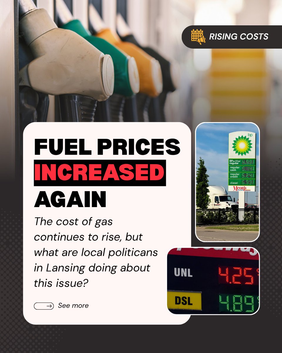 Berecz4Michigan's tweet photo. The average cost of gas per gallon in Metro Detroit has reached $4.92, and with the implementation of House Bill 4183, that average will increase again. Our district deserves a representative in Lansing that will listen to consumers and fight to lower fuel rates. https://t.co/JJcp5EB3Ar