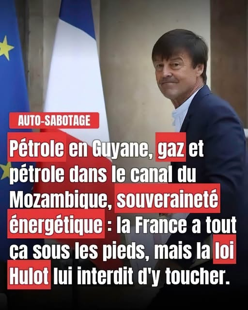 PhilsudOuest's tweet photo. VOILÀ VOTRE BILAN, HULOT! Vous avez condamné la France à la dépendance énergétique! On achète du gaz américain 4 fois plus cher, du pétrole saoudien, on donne 26,2 milliards à l'Ukraine, on taxe nos retraités et on laisse 75 milliards de pétrole sous nos pieds! https://t.co/sFog60exbw