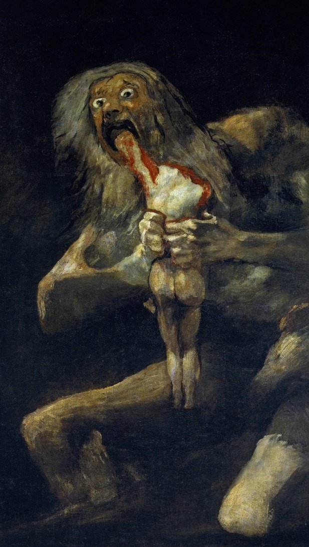 X_ArtGallery's tweet photo. Saturn Devouring His Son 

Rubens 1636 / Goya 1823

Fearing a prophecy that a child would overthrow him, Cronus swallowed each of his newborns.

His wife hid Zeus, who later freed his siblings and defeated him. https://t.co/DLulahc6ws