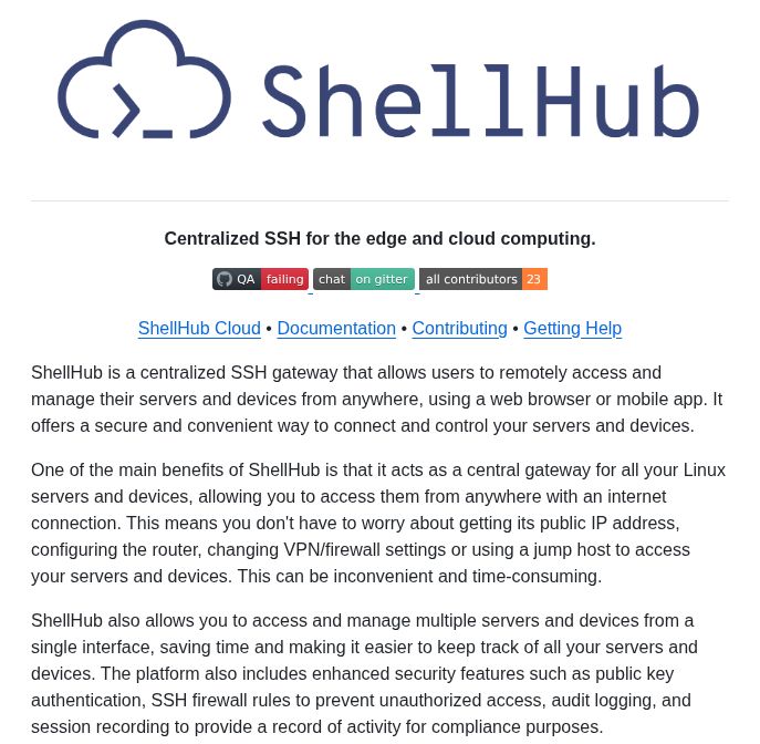 gitrepos's tweet photo. shellhub  ⭐ 2.1k

Shellhub is an open-source SSH gateway that gives developers centralized access to remote servers and devices.

🔗 https://t.co/Z6XdtYBvyU

#opensource https://t.co/AyYRBOHPOG