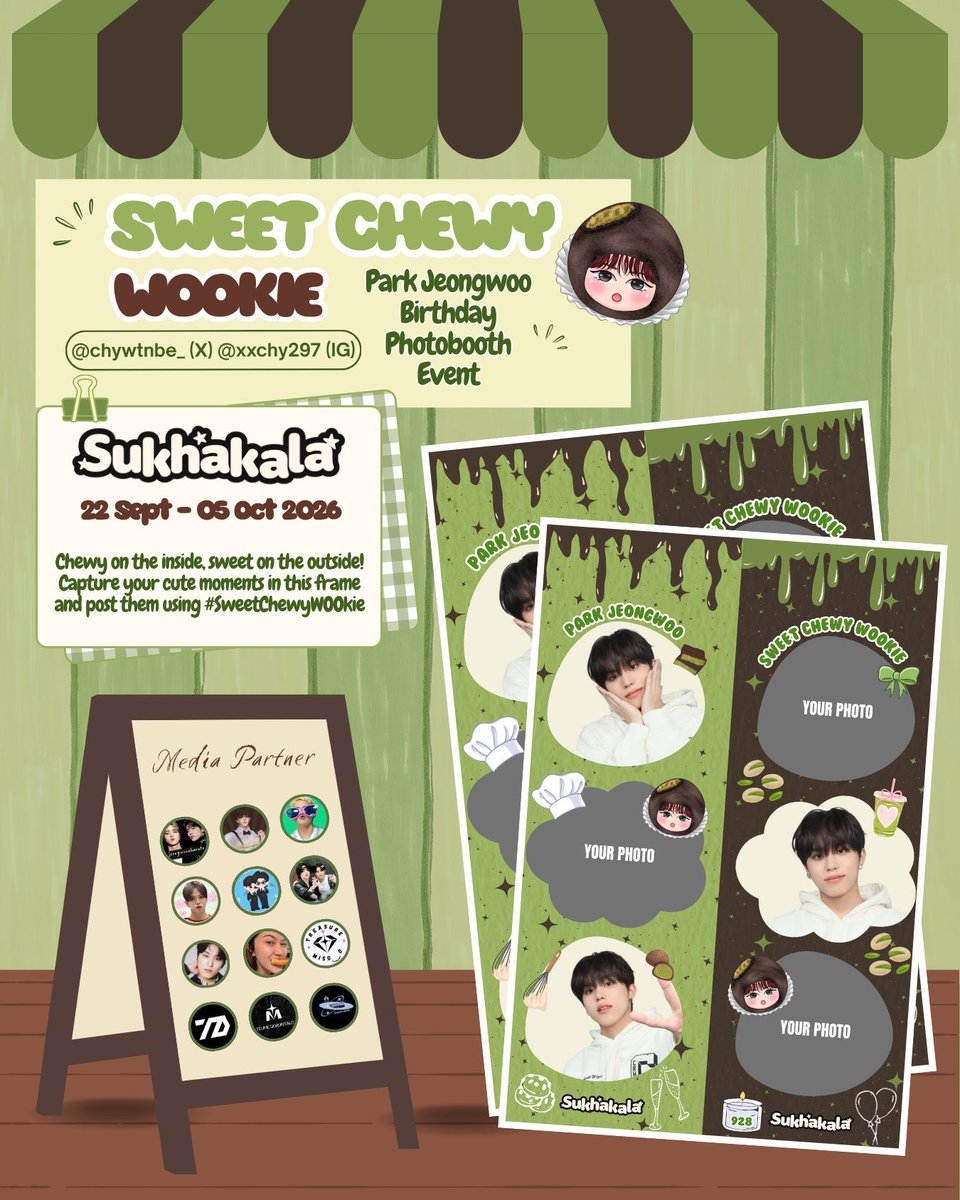 LTY_PJS's tweet photo. 𝑺𝒘𝒆𝒆𝒕 𝑪𝒉𝒆𝒘𝒚 𝑾𝑶𝑶𝒌𝒊𝒆 🧆
#PARKJEONGWOO 22nd Birthday Photobooth

Event by @chywtnbe_ 

🗓️ 22 Sept — 05 Oct 2026
📸 sukhakala
✎ᝰ More details on poster

Capture your cute moments in this frame and post them using #SweetChewyWOOkie #박정우 https://t.co/kJidOrdkiN