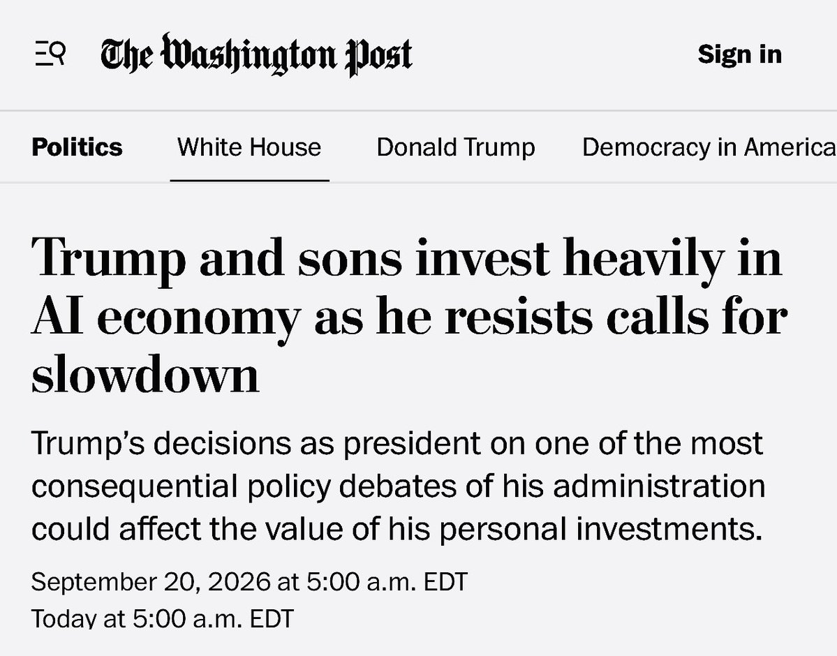 RonFilipkowski's tweet photo. In case anyone was wondering why Trump is pushing AI so hard and doesn’t want any government regulation. https://t.co/uF4t763sES