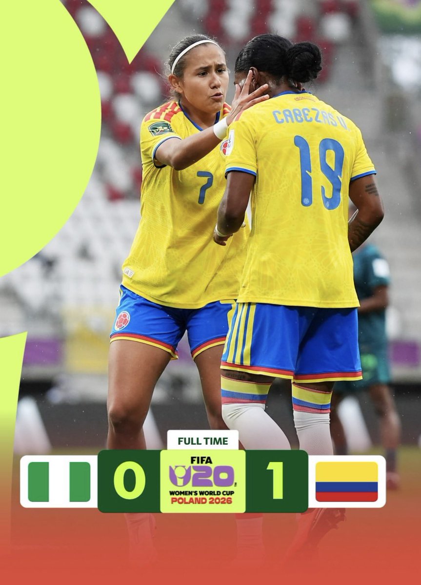 soycamilogomez's tweet photo. 🇨🇴 ¡Colombia vuelve a una semifinal de un Mundial! Nuestras mujeres Sub 20 llevan nuestra bandera a lo más alto con un golazo en el último minuto.

¡Gigantes! No necesitaron un estadio lleno para demostrar toda su berraquera. ¡A celebrarlas y reconocerlas! 🙌🏽
#U20WWC #Poland2026 https://t.co/M0PRQXT8CQ