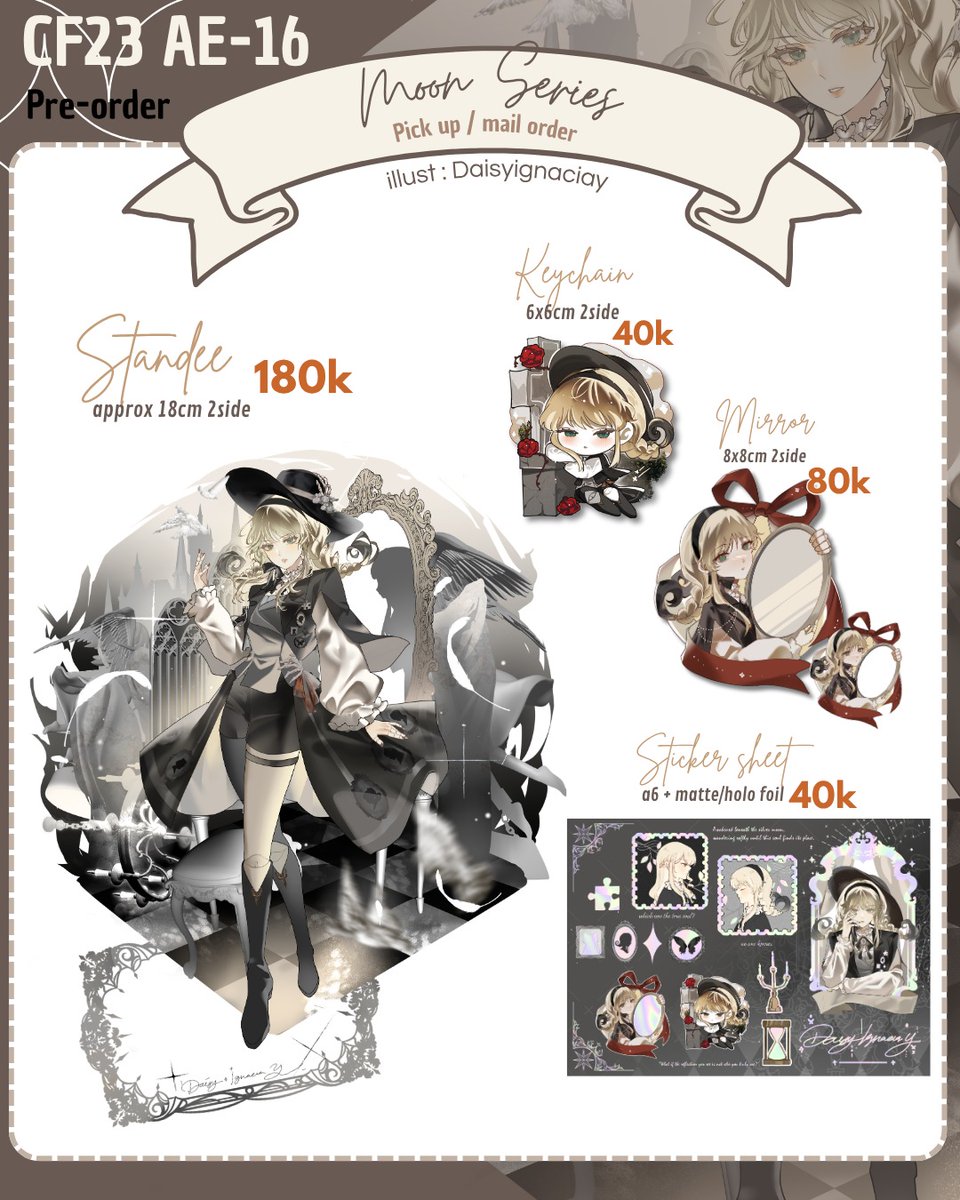daisyignaciay's tweet photo. (🤍📷 appreciated!)
 #CF23 Daisy's catalog is here!! booth AE-16
Untuk ilustrasinya semua aku gambar sendiri guys! special buat merch kali ini hehe

🛒 PO start : 20 september-20 oktober 2026
✒️form : https://t.co/HOPONCrBor

Snk Di reply↓ https://t.co/NU4nAj6lx5